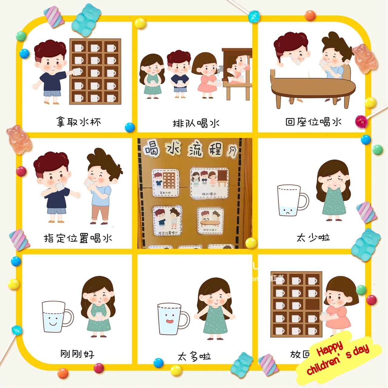 幼儿园喝水步骤 99幼儿园喝水步骤环创图片(简单易懂图文并茂) 99