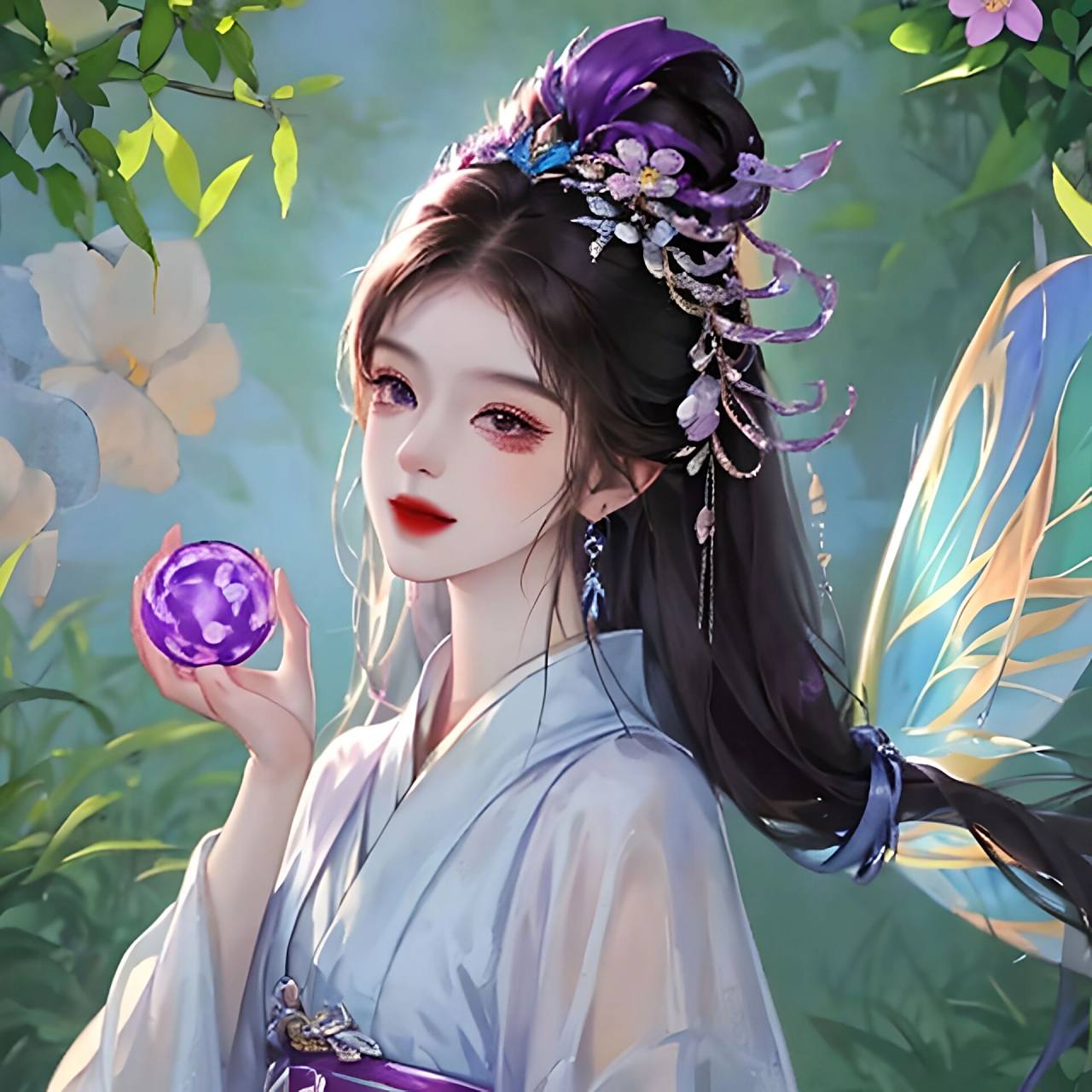 古风少女/紫色系汉服女生头像