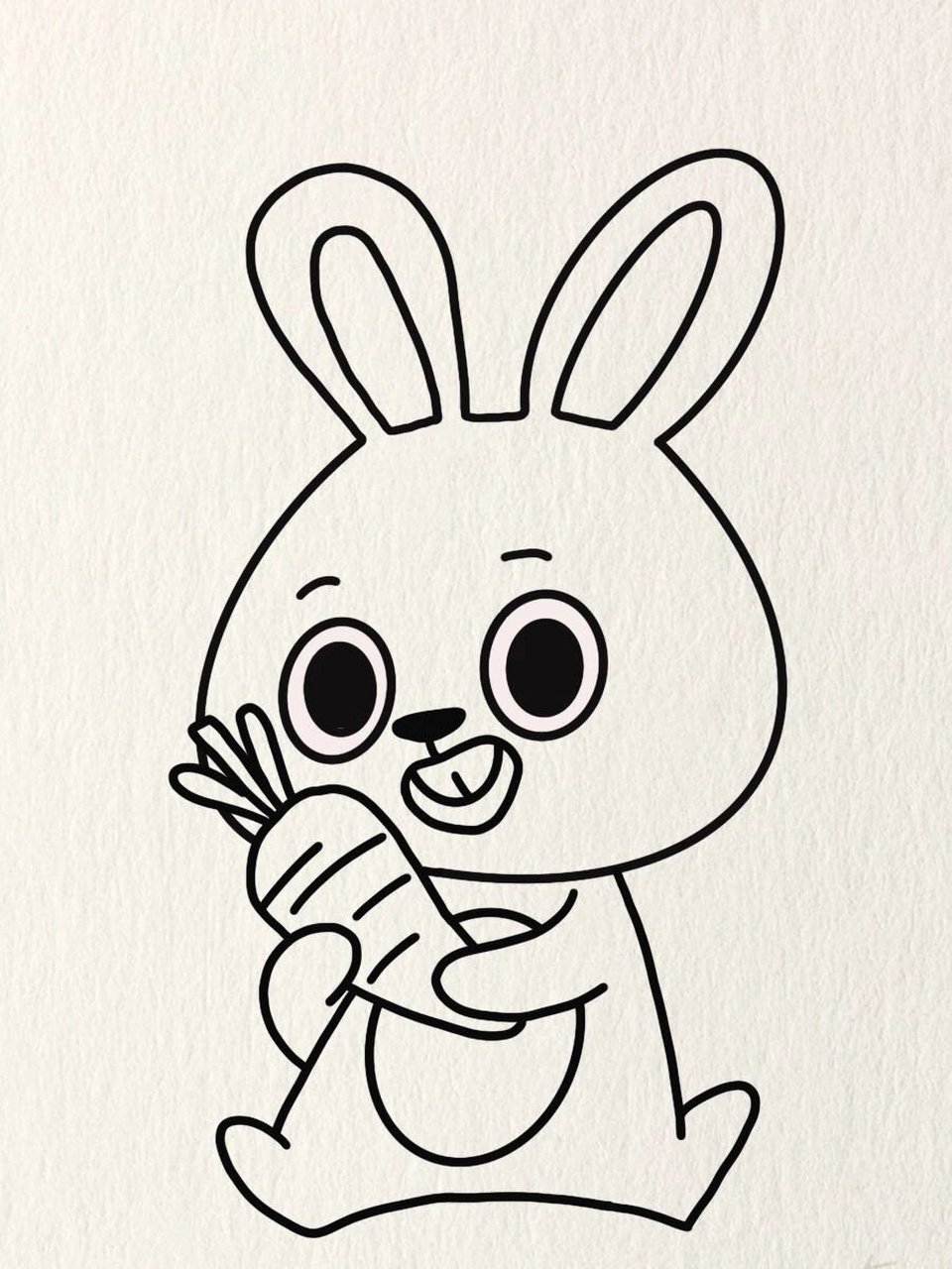 简笔画教程—抱胡萝卜的兔子 有许多小姐妹在问我,画画怎么学,怎么画,