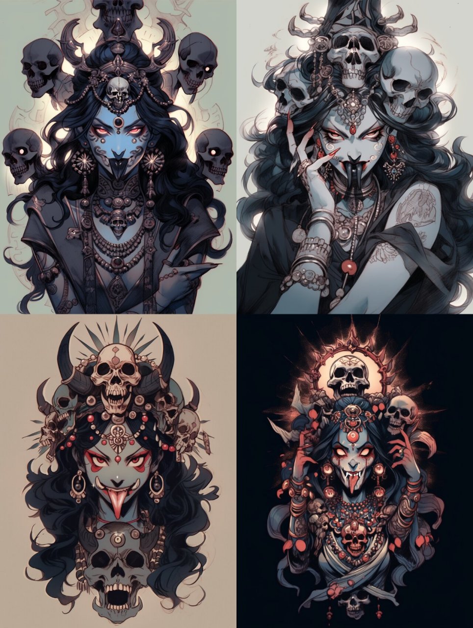 ai生成迦梨女神纹身手稿,收藏给个小红星.