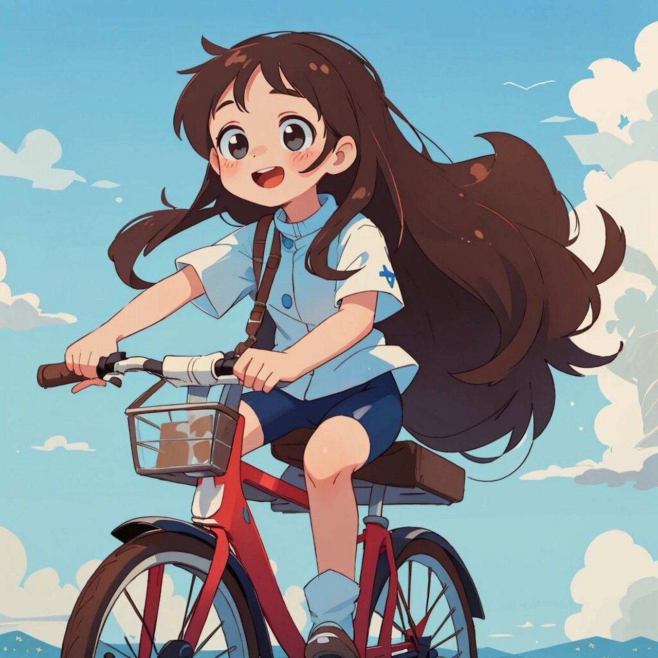 女生头像/骑单车的女孩 骑车穿行 热浪像海浪一样拍打 但风吹过 一切