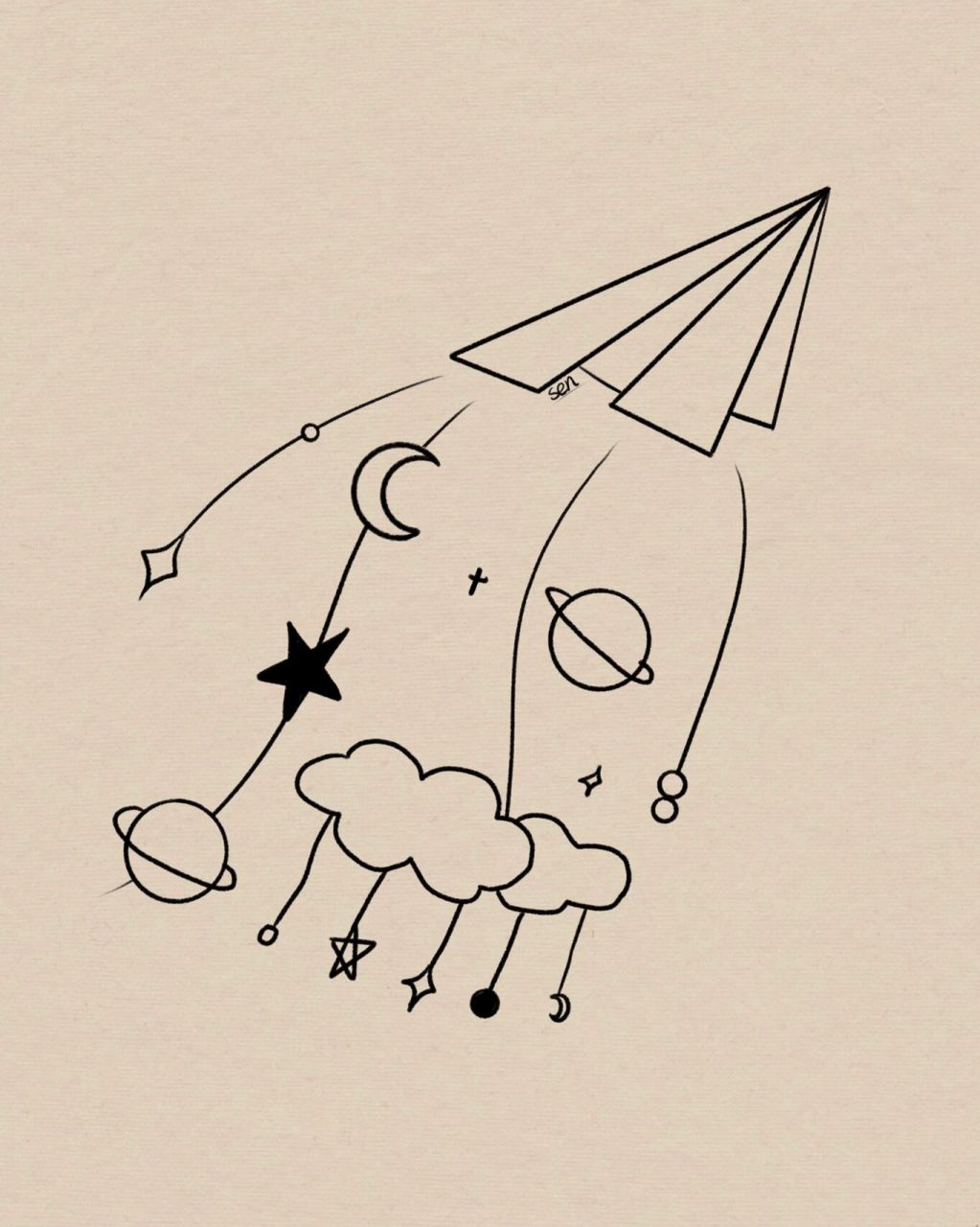 简单简笔画|纸飞机飞入到你的心底|附过程 新手易入门～ 	 临摹