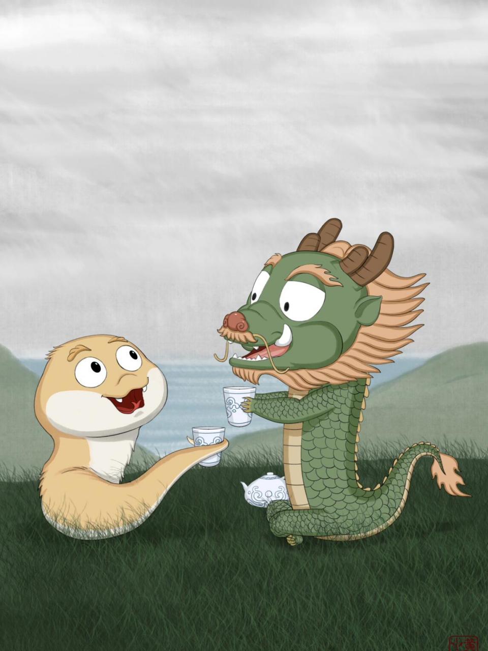 一切都会好起来的# #龙仔# #小毛蛇# #原创# #治愈系插画#  🐍敿11