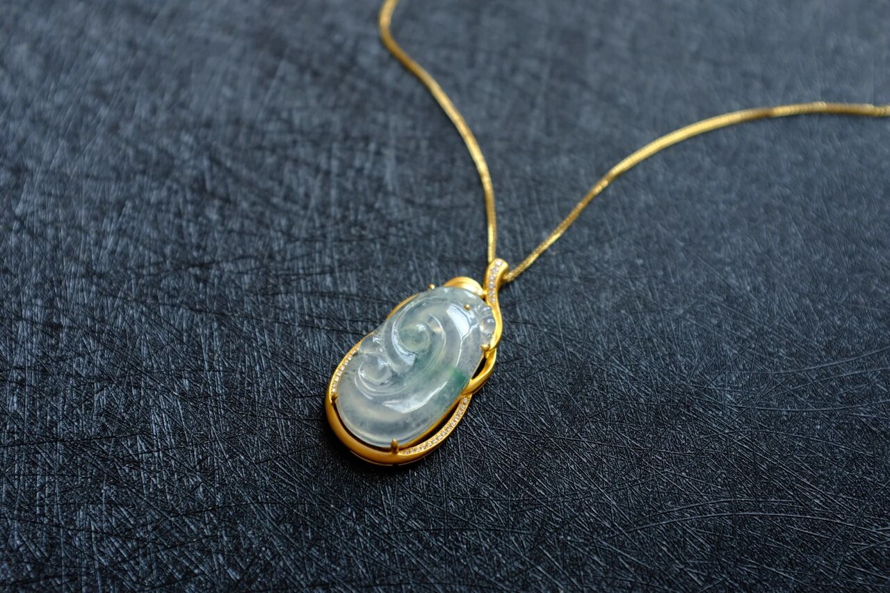 珠宝设计镶嵌|翡翠如意吊坠加工定制款式