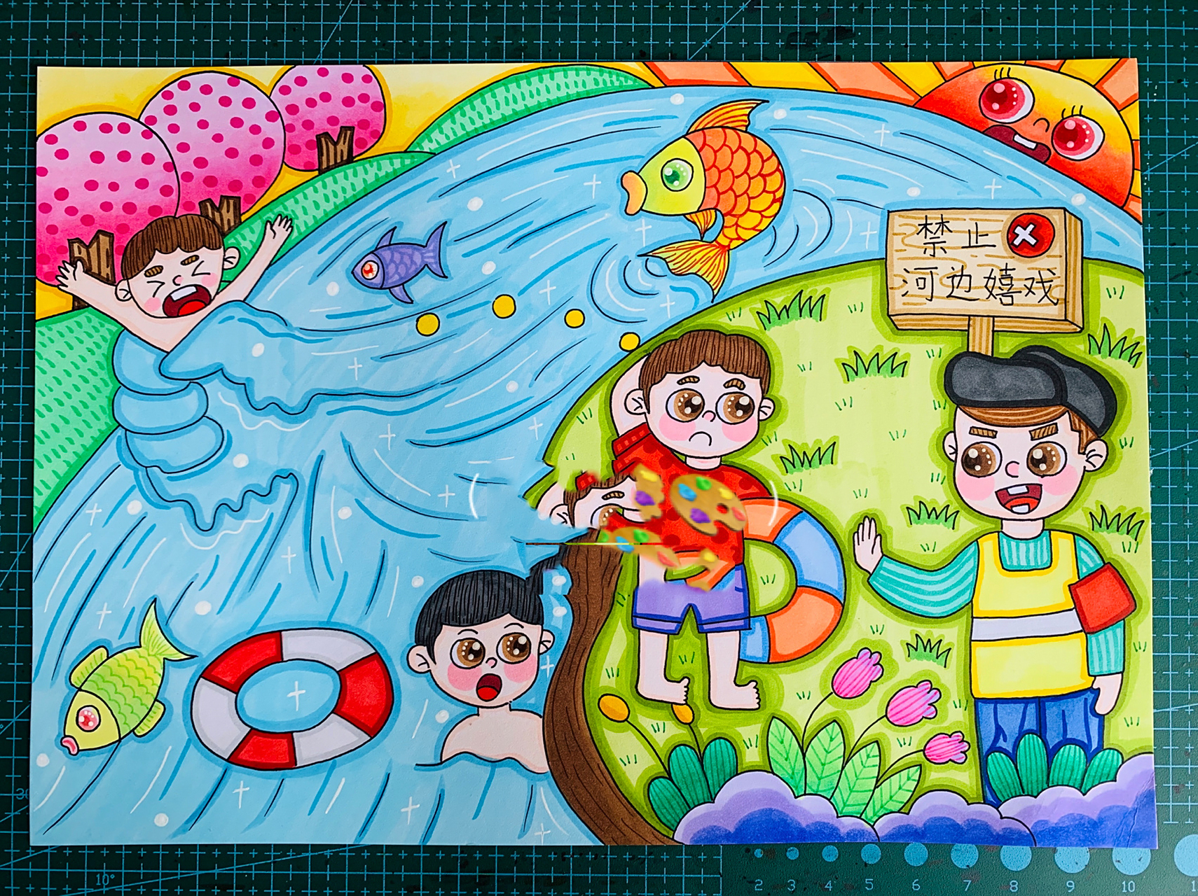 防溺水绘画