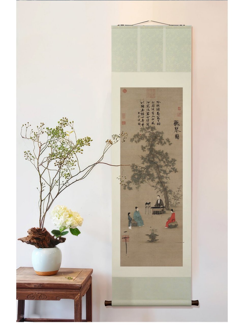 听琴图 赵佶,绢本设色,51.3x147.