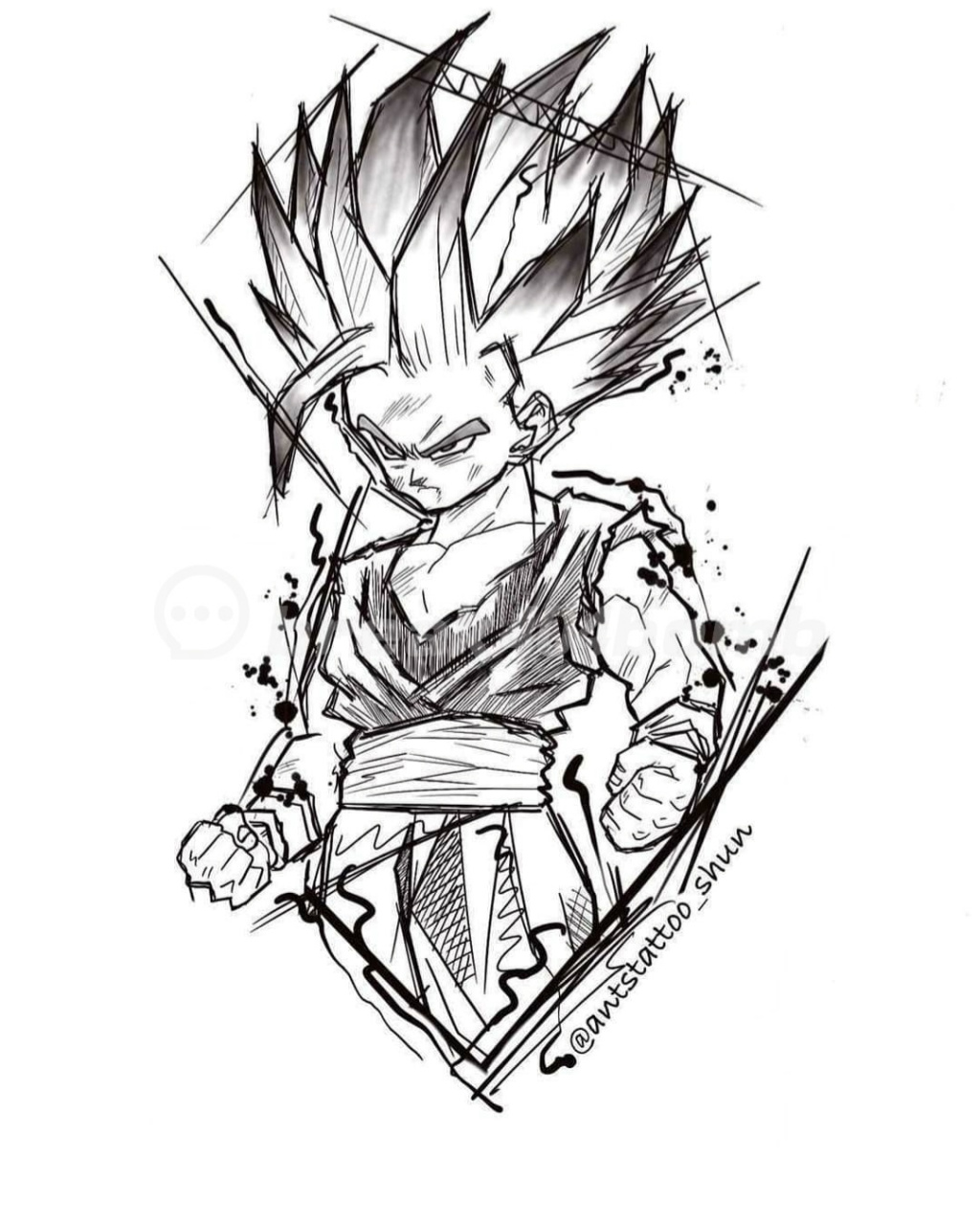 七龙珠悟空 贝吉塔纹身手稿丨悟天纹身 七龙珠纹身 单针纹身 #纹身