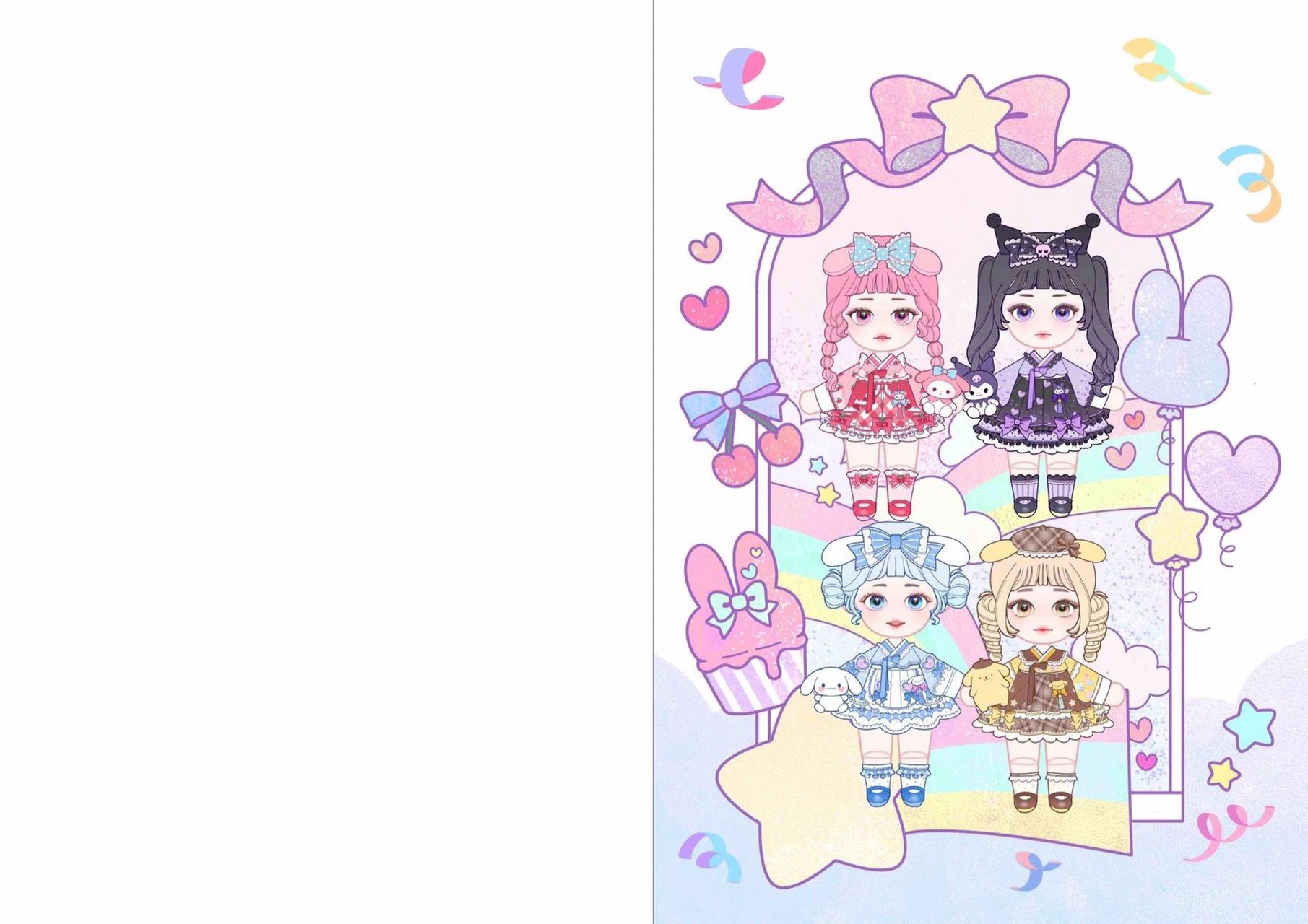 三丽鸥换装纸娃娃 依旧是韩国博主的作品,喜欢的存哦