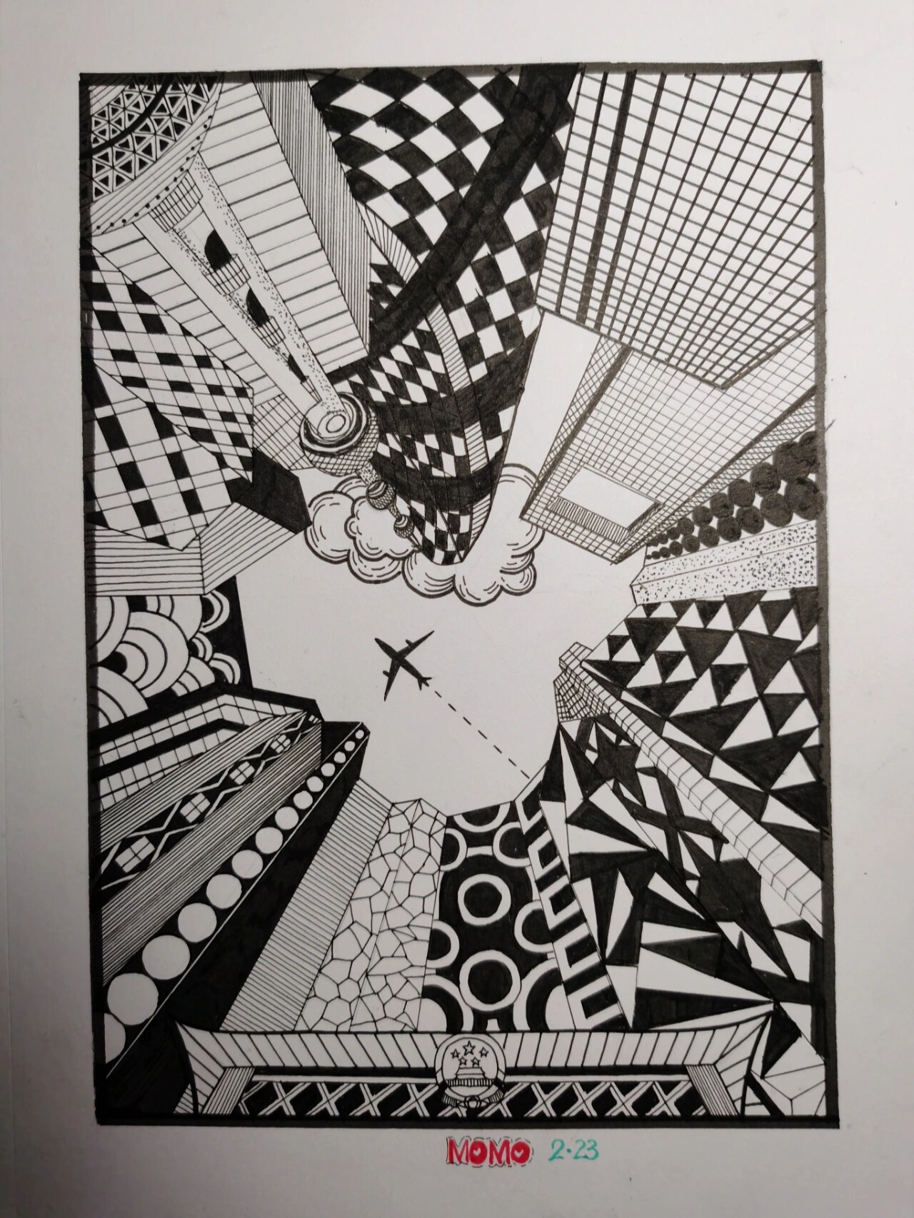 控笔练习031,黑白线描画