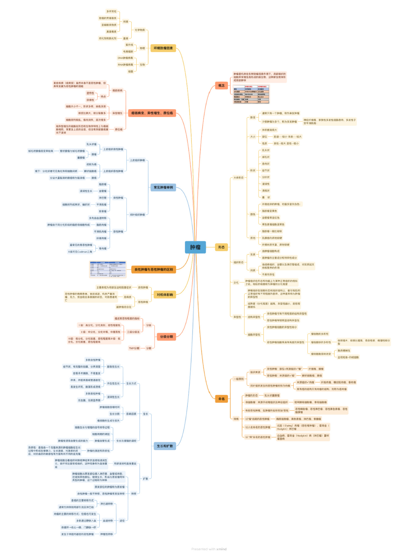 肿瘤的思维导图手写图片