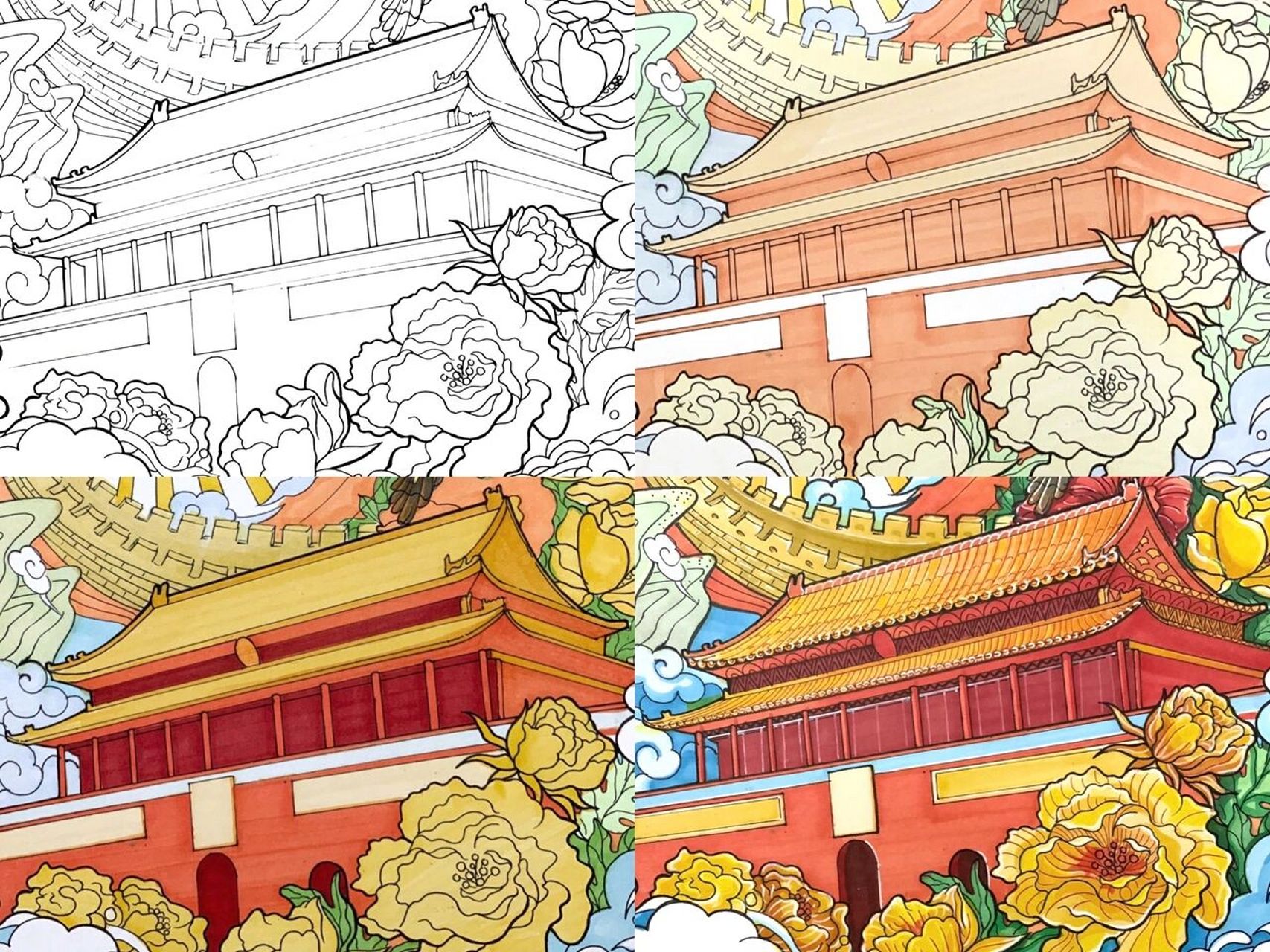 单体2|天安门画画步骤|马克笔手绘
