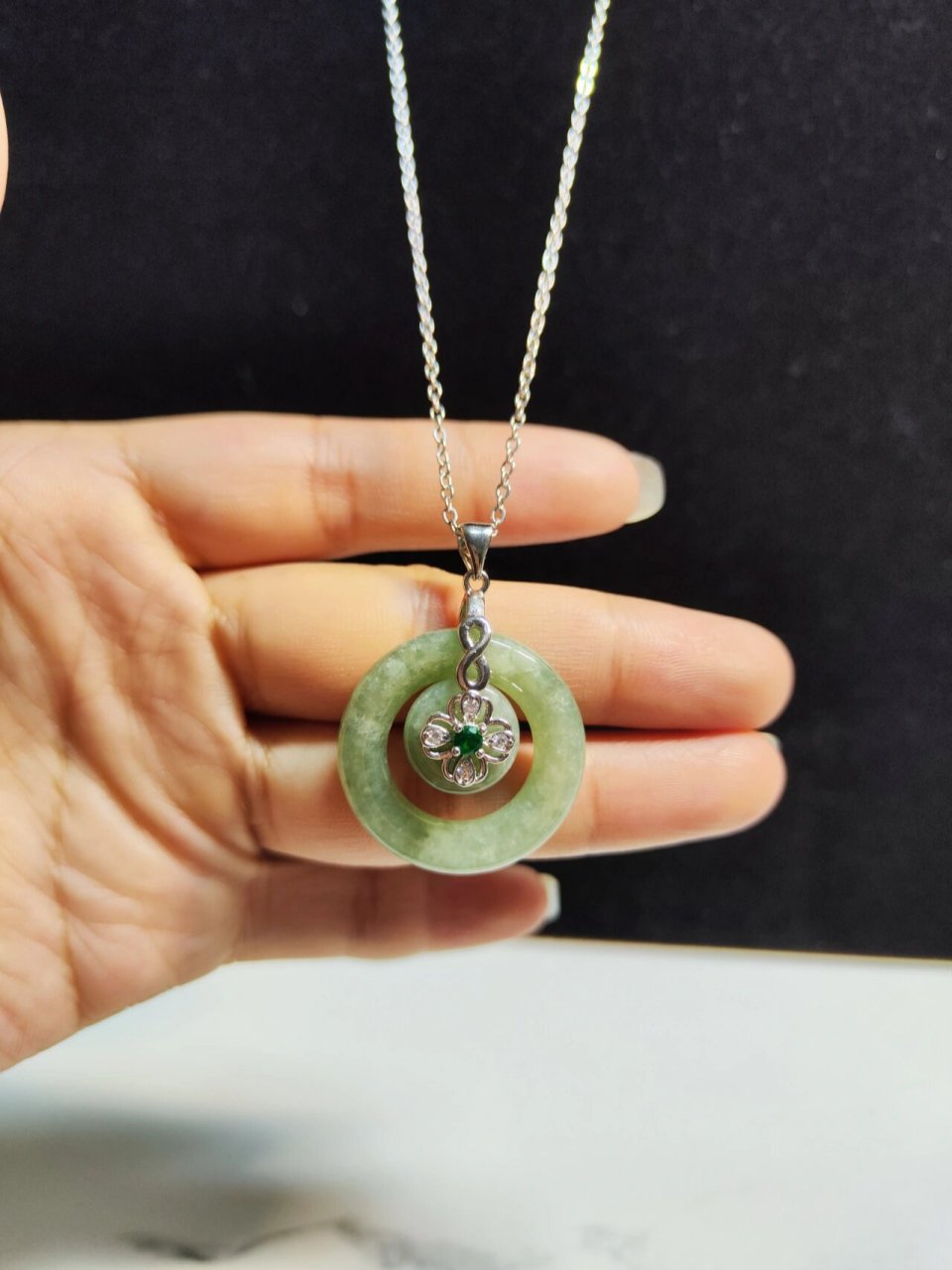 子母扣项链 愿你三冬暖,愿你春不寒 子母扣翡翠项链 子母扣:子扣直径