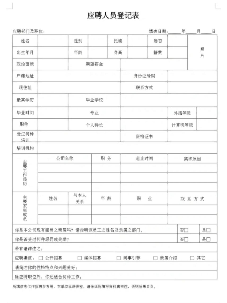 应聘人员登记表 应聘人员登记表有电子版的哦,需要的私,各种