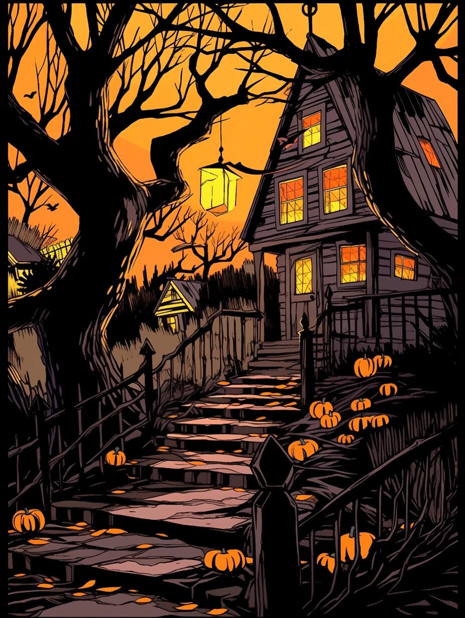 可商素材1156620张场景99万圣节竖插漫画写实