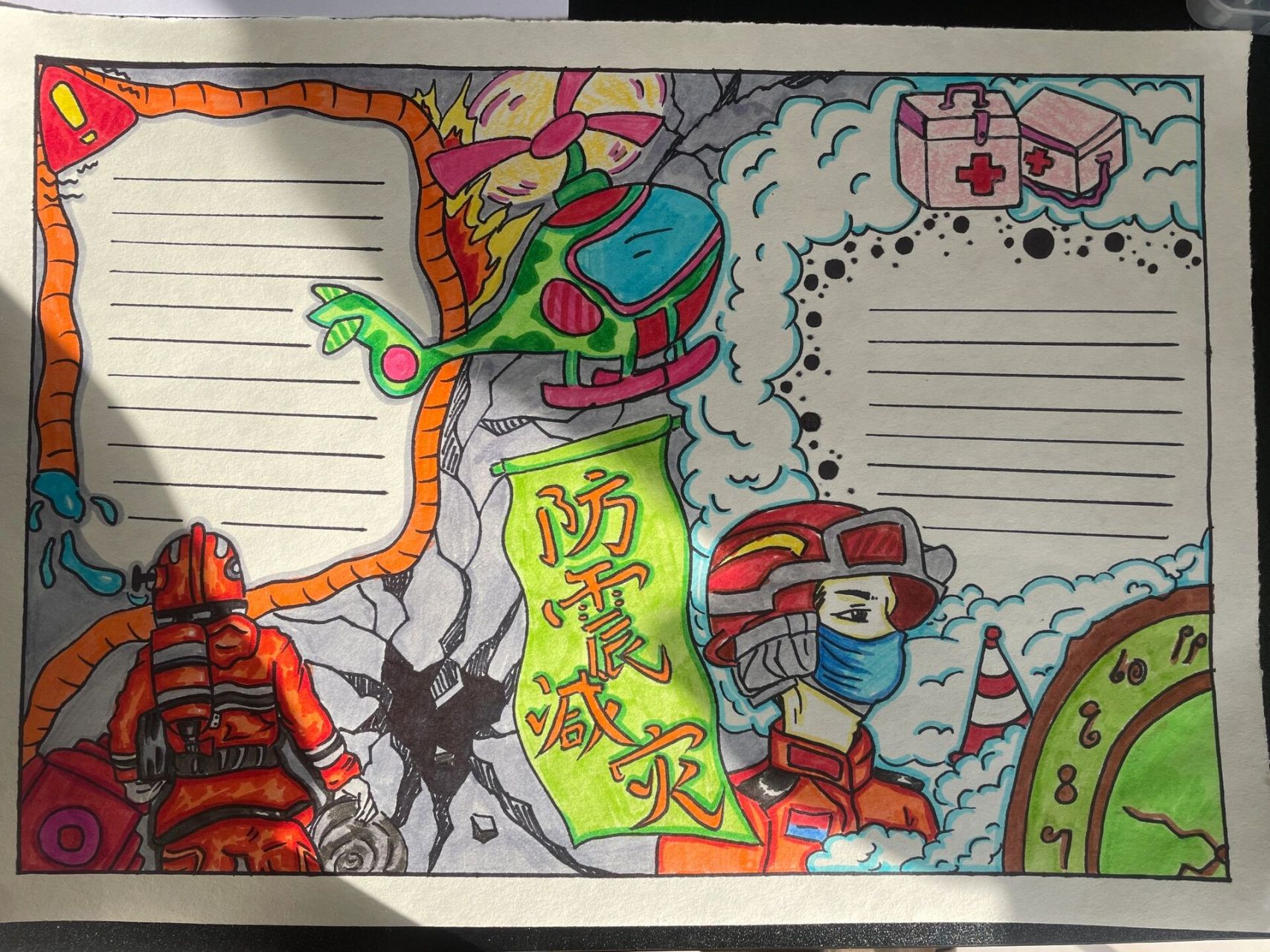 防震减灾手抄报 防震减灾题材手抄报临摹dd哦