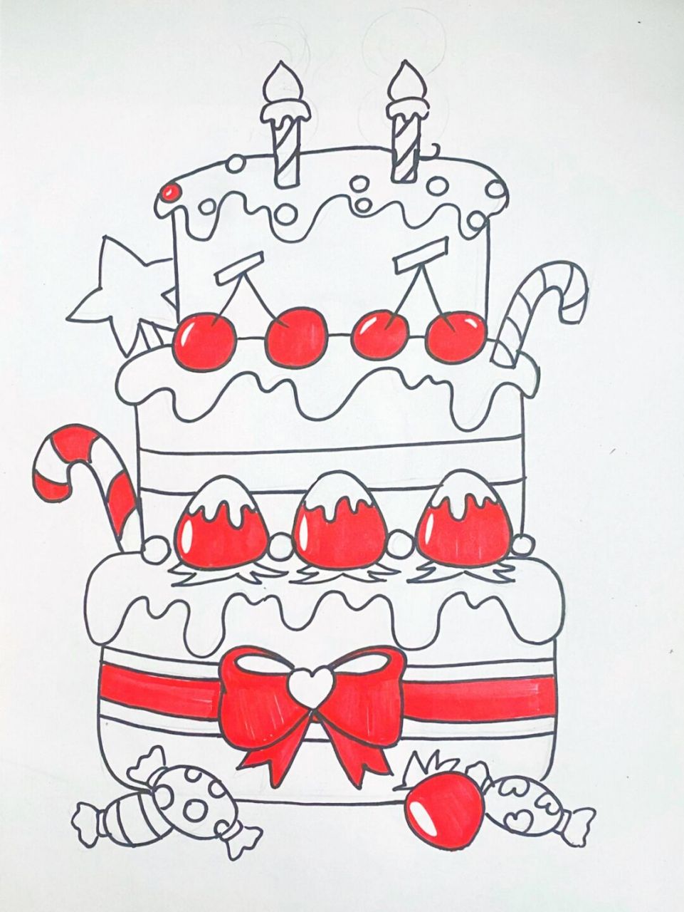 生日蛋糕儿童画一等奖图片