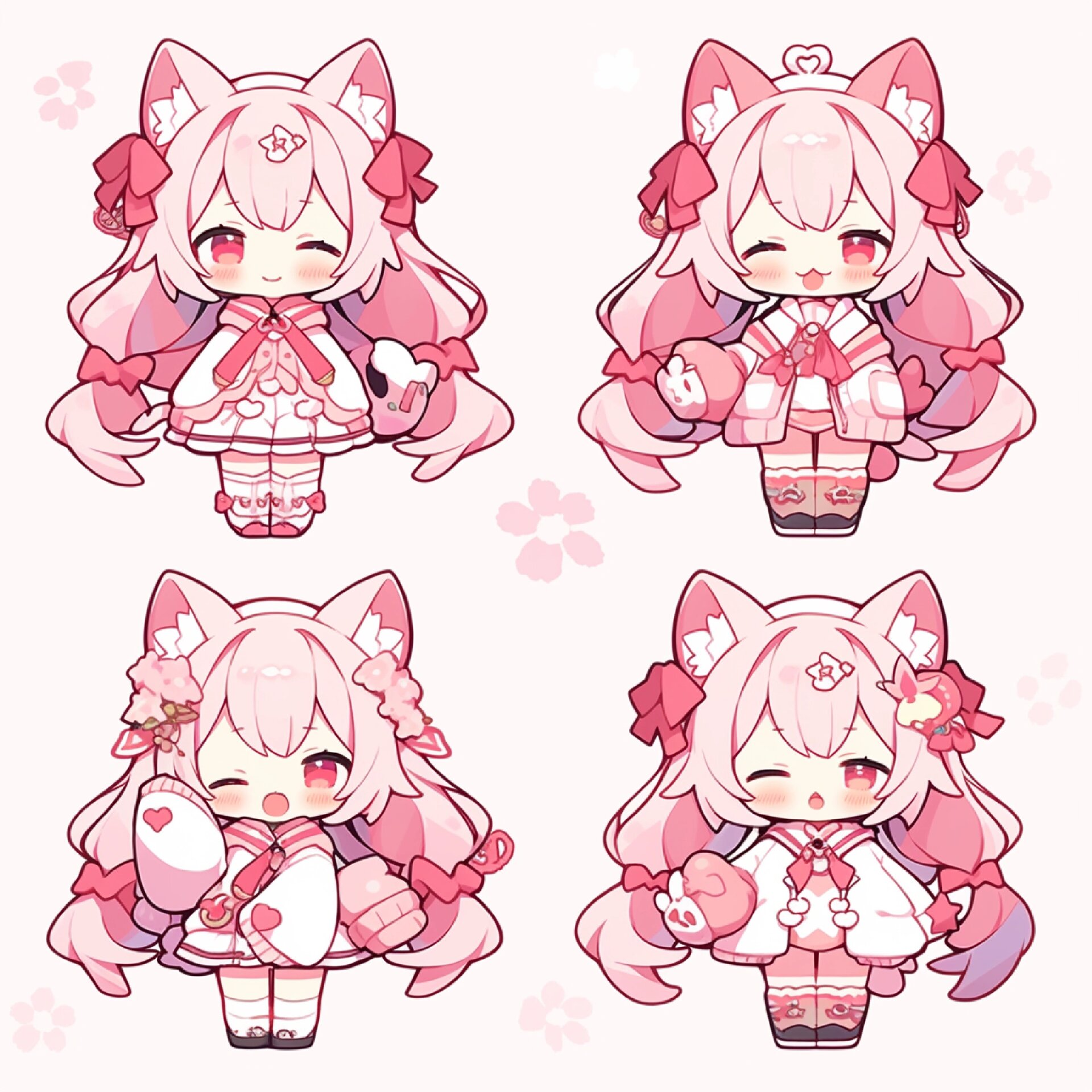 粉色q版可爱贴纸人物之118