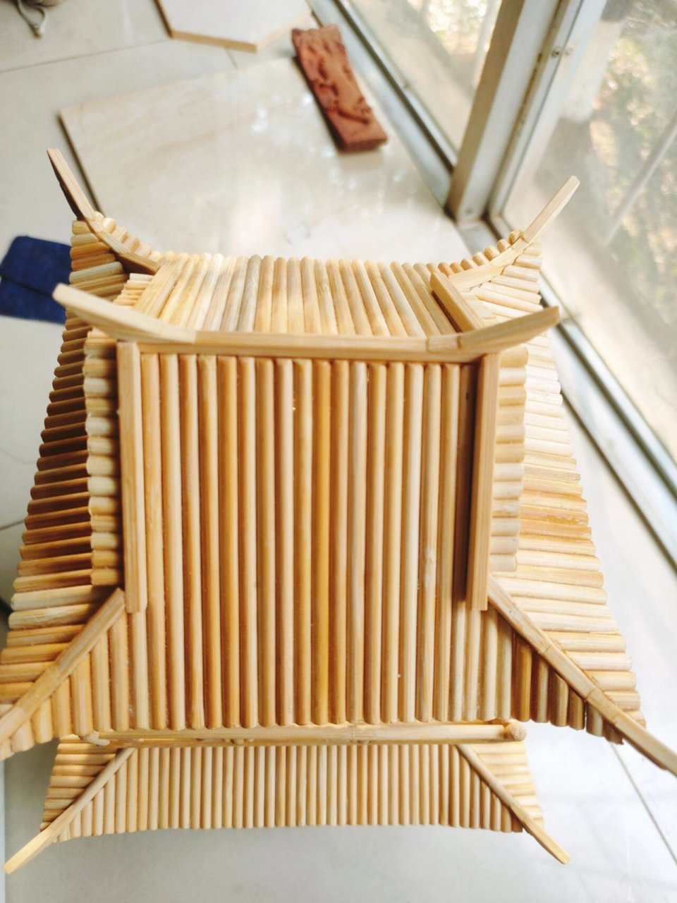 手工制作竹艺古建筑