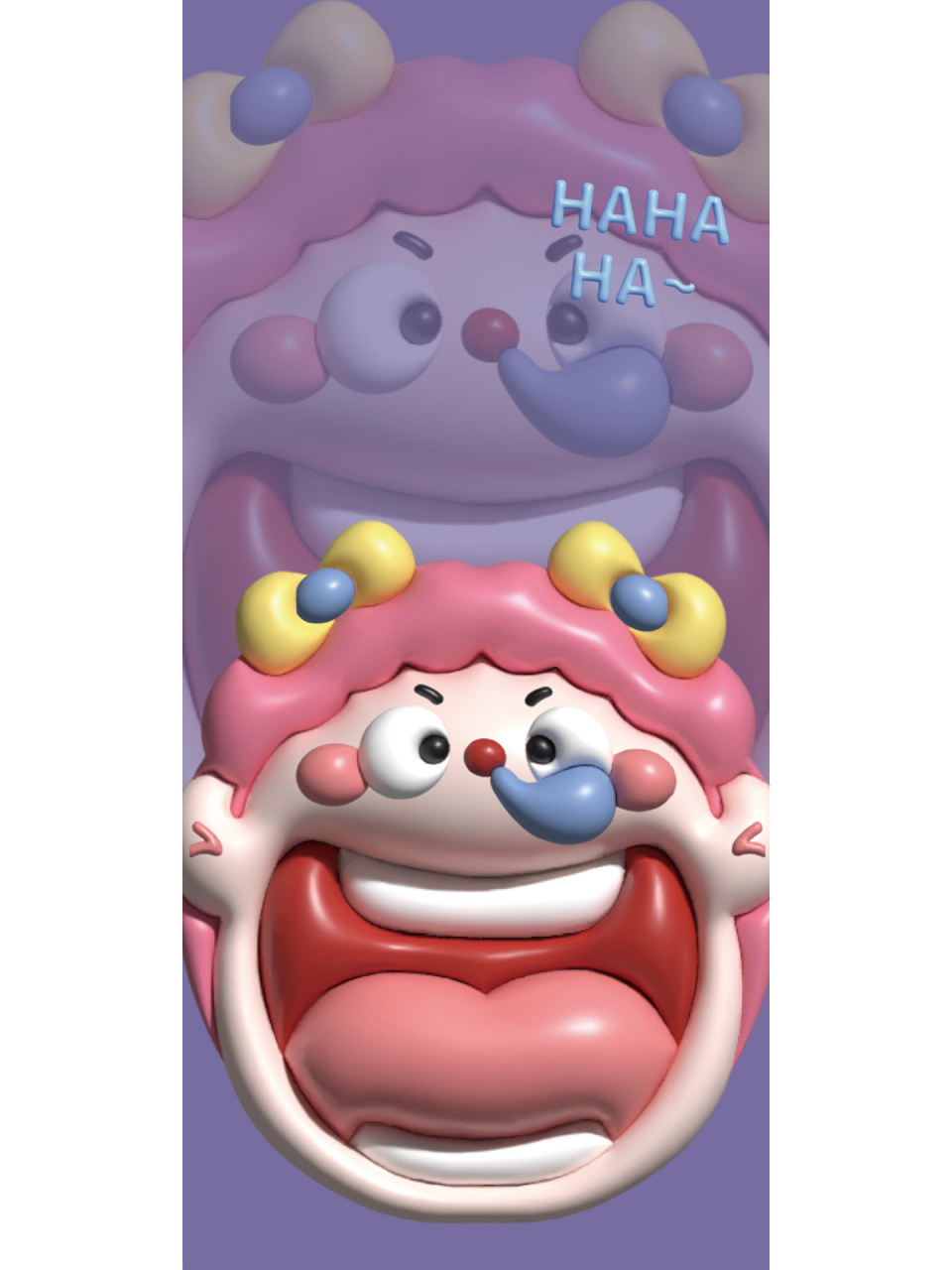 立体膨胀可爱大嘴女孩78|原创插画壁纸分享 今日份搞怪女孩壁纸请