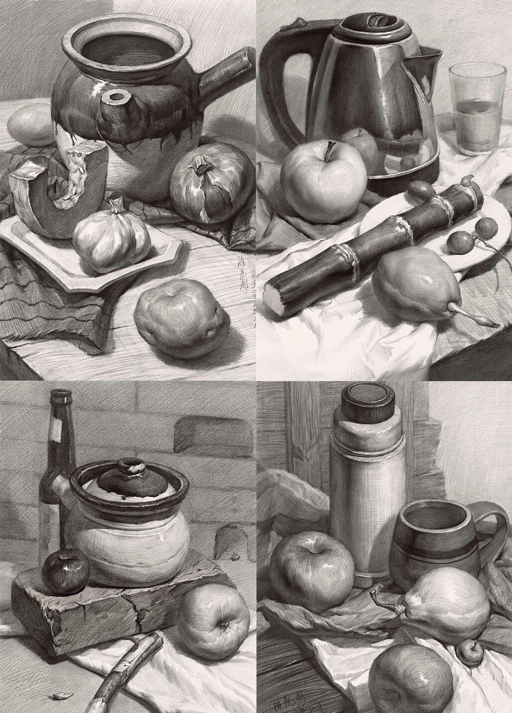 7张素描组合精品范画,收藏起来用得到