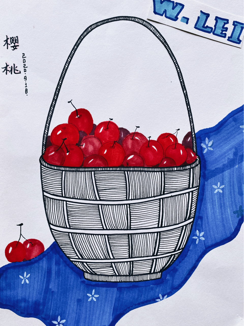 适合7—10岁的儿童画《樱桃熟了》 主要锻炼孩子线面的造型与能力