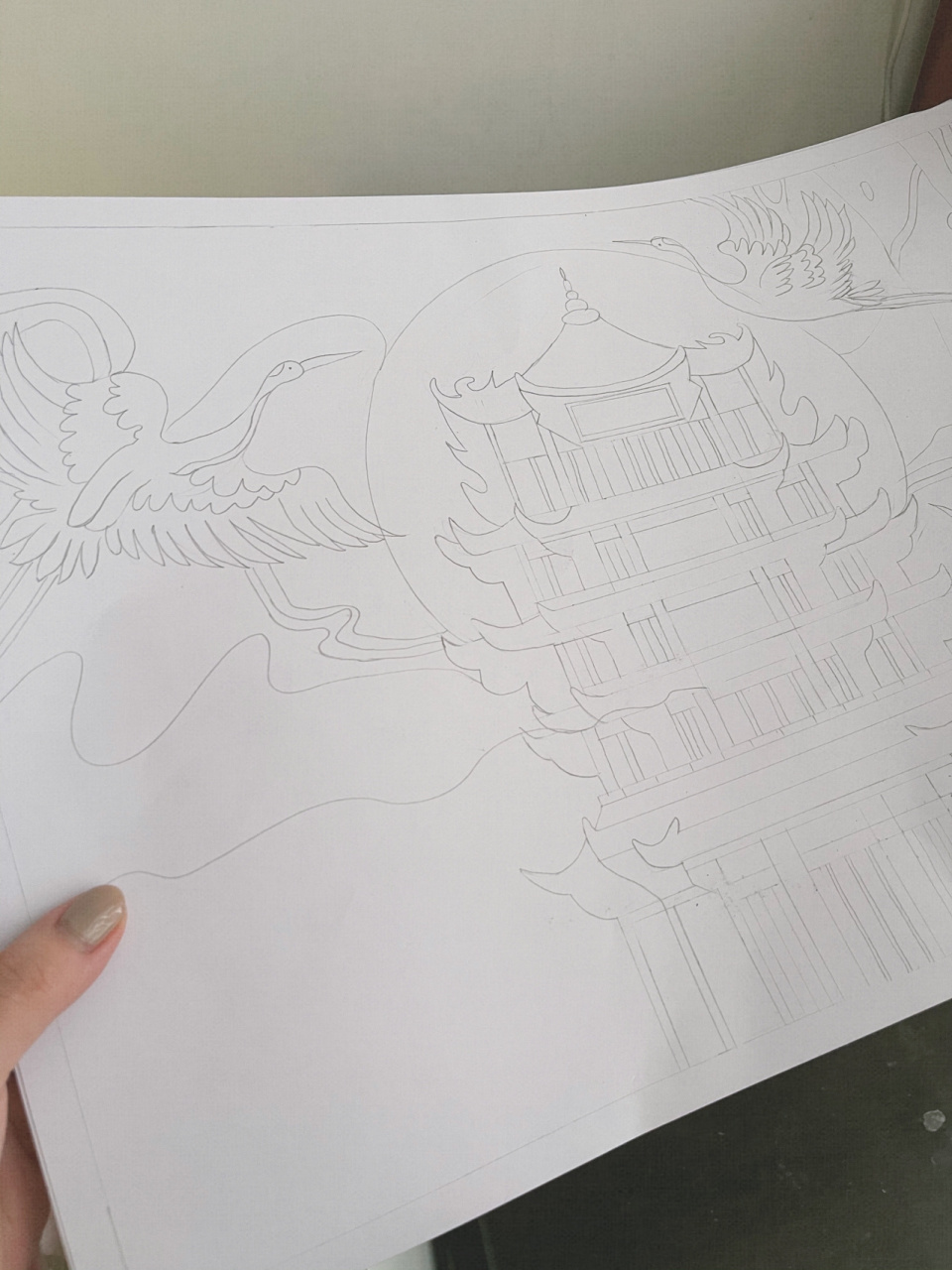 诗配画之黄鹤楼(附线稿) 临摹自 (韩韩)线稿在最后一张颜料用的水粉