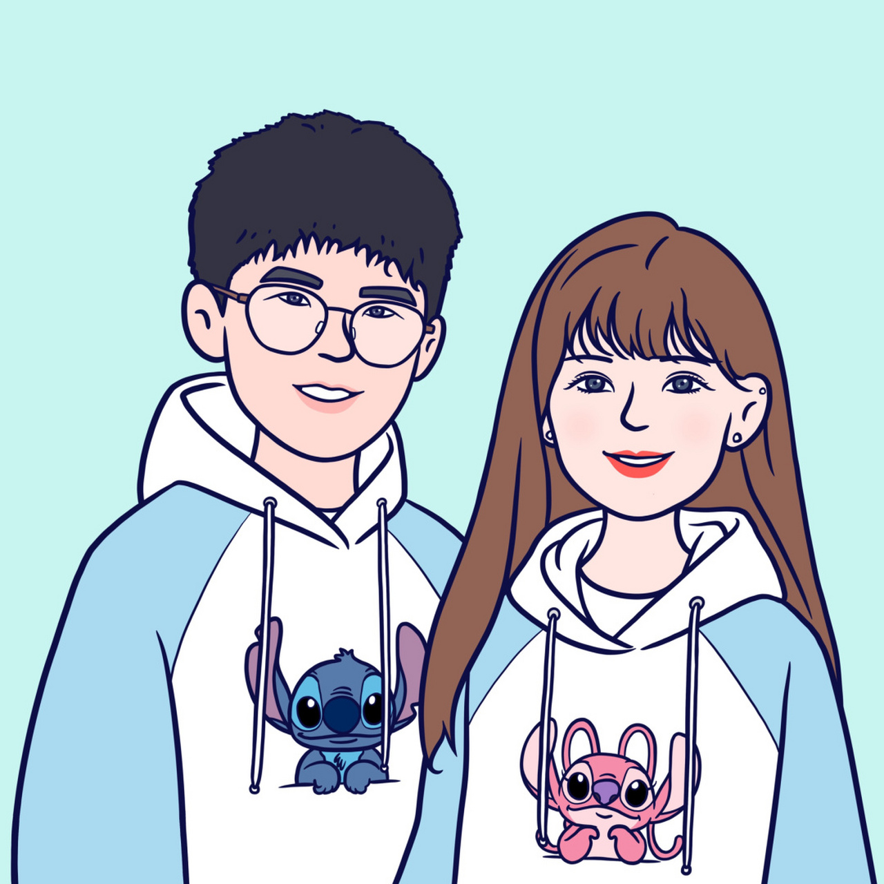 帮朋友画了一组情头～史迪仔和安琪情侣卫衣 (注:这组是客稿,不能使用