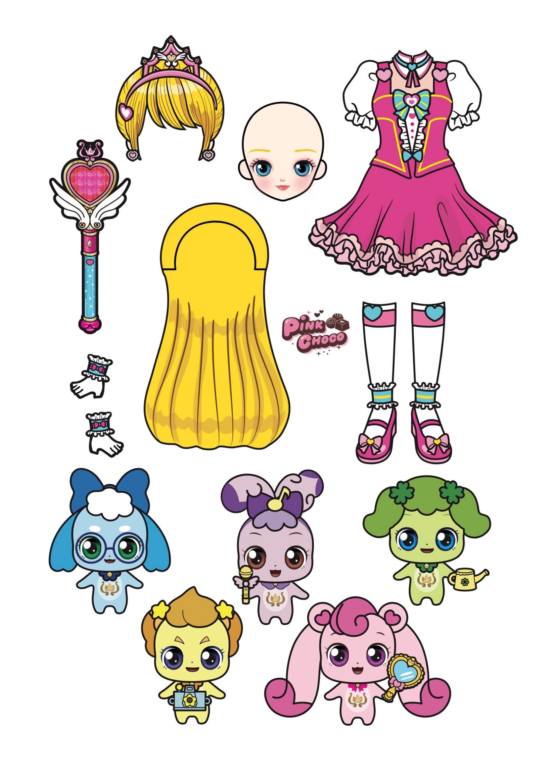 图纸素材/爱心公主乐美换装纸娃娃 所有素材来自油管