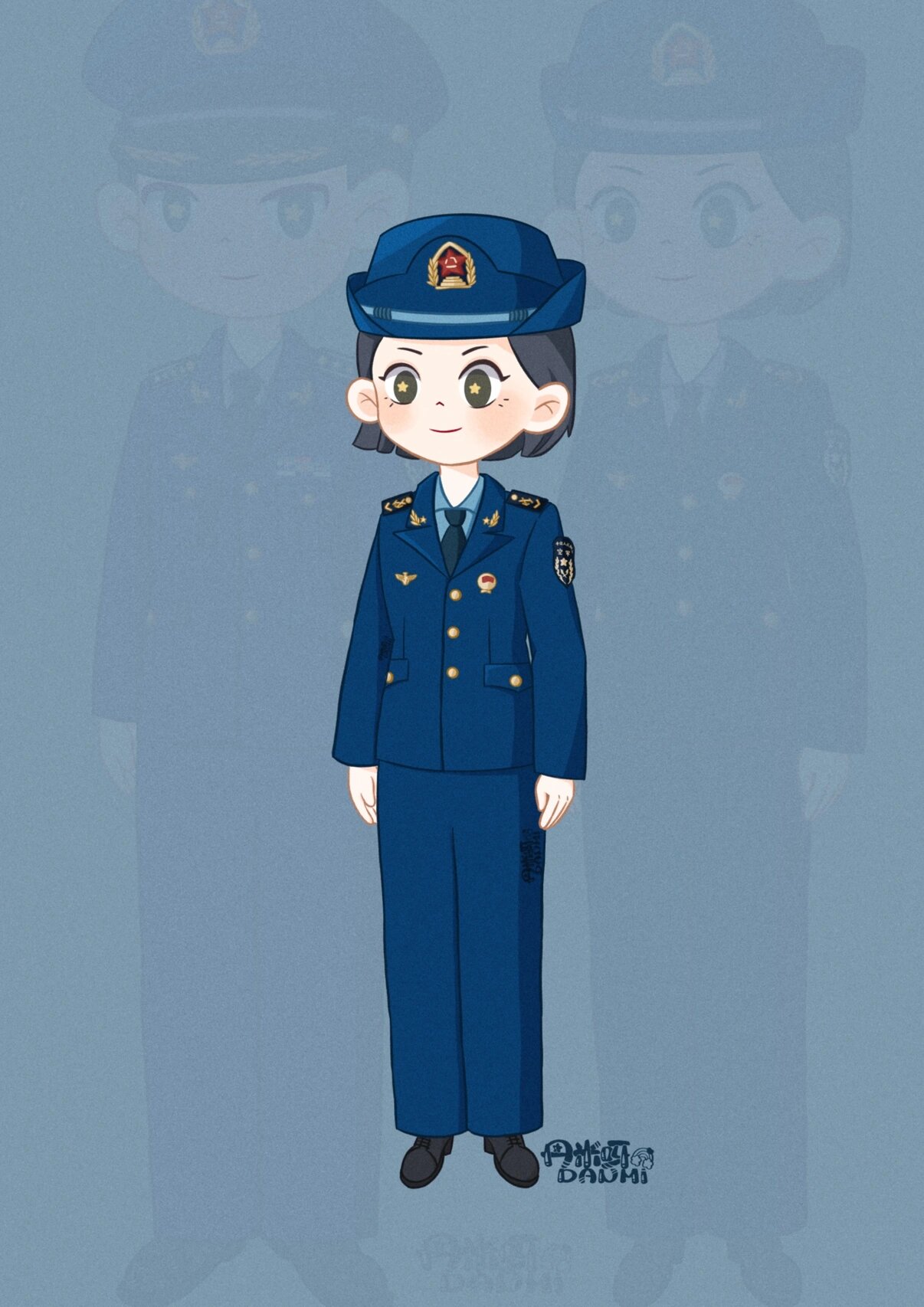 插画|q版空军|q版兵哥哥
