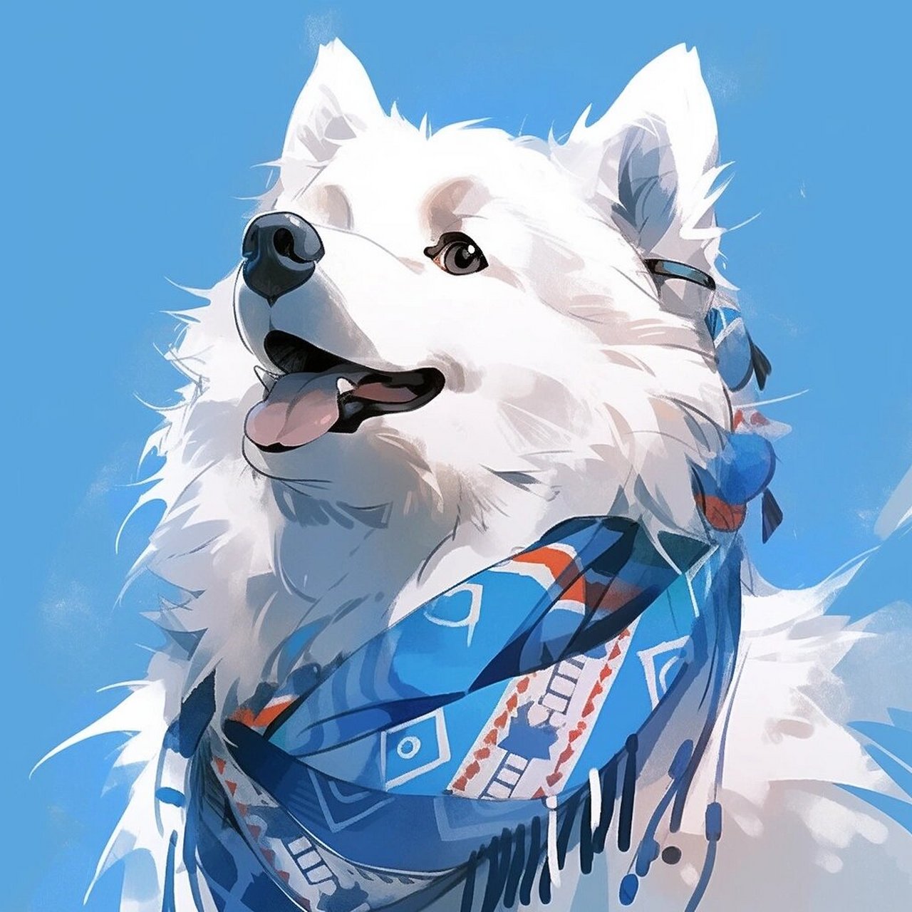 蓝色系|可爱的萨摩耶 可爱的萨摩耶头像,萨摩耶憨厚可爱的神态, 每一