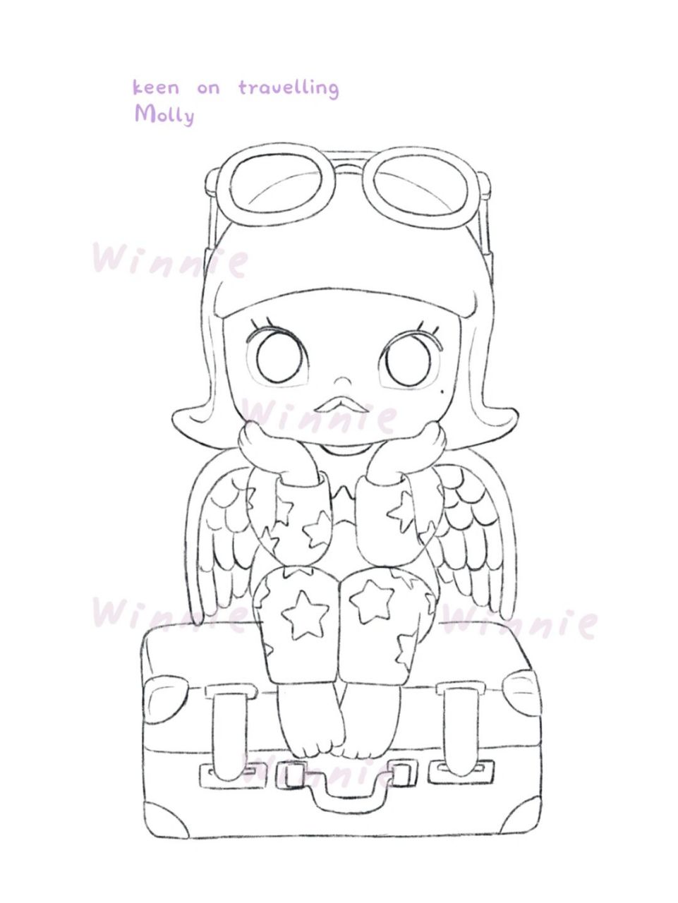【手绘彩铅盲盒】molly好想去旅行吊卡/附线稿 老规矩:完整绘画过程