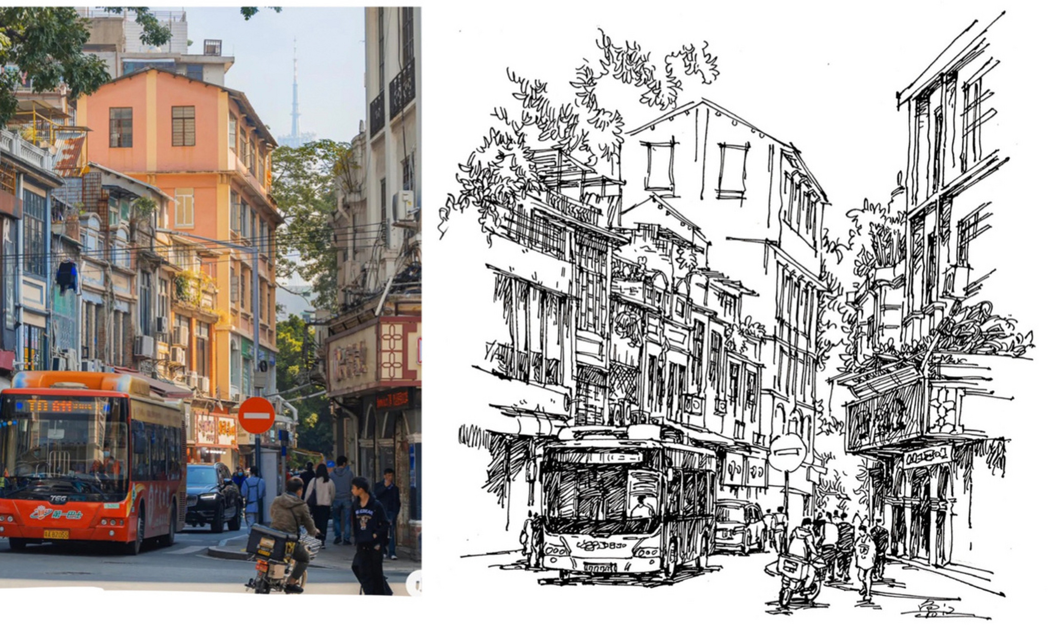 速写城市街景! #风景速写