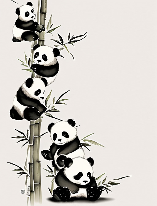 熊猫抱竹