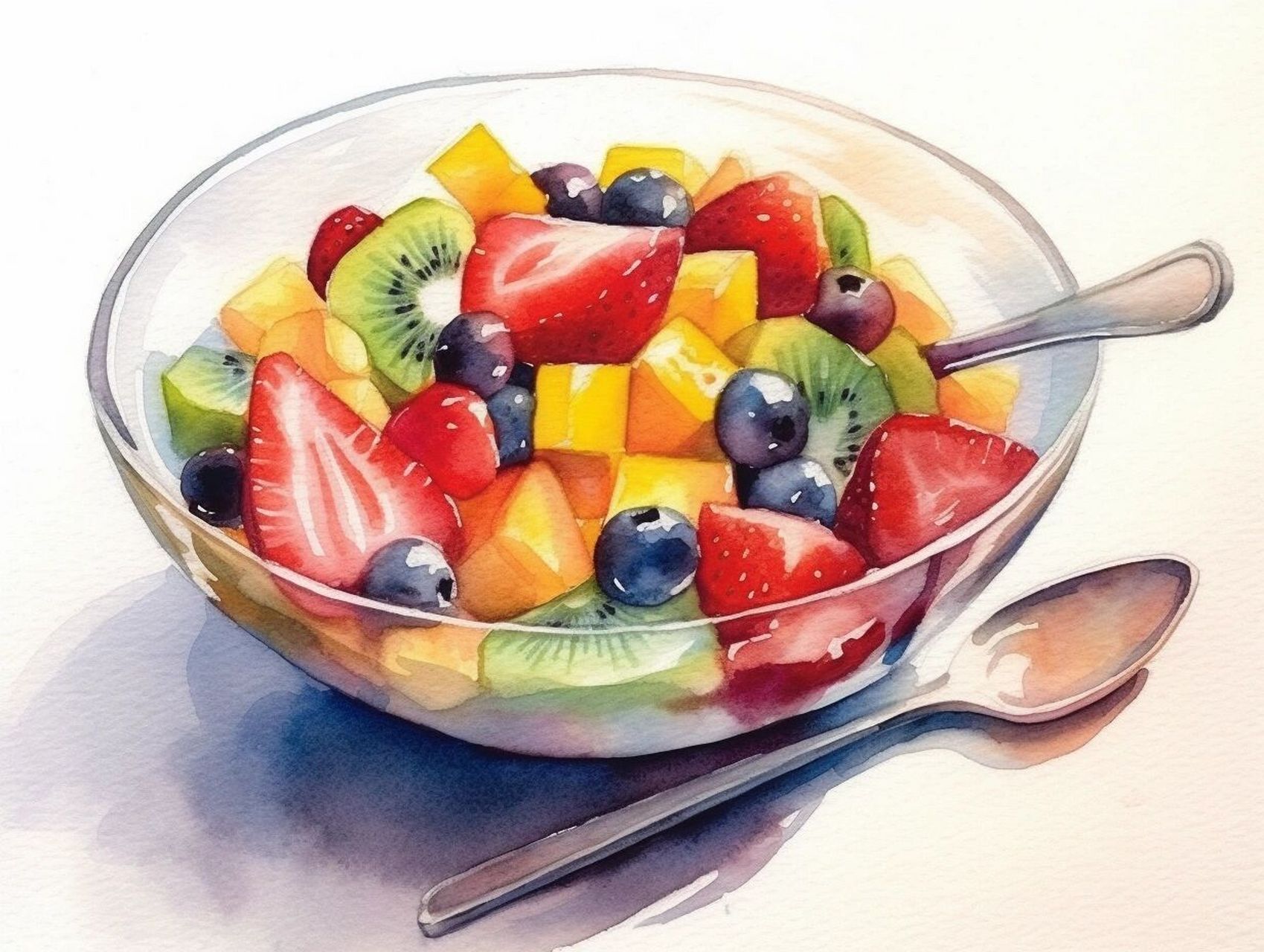 水彩水果沙拉