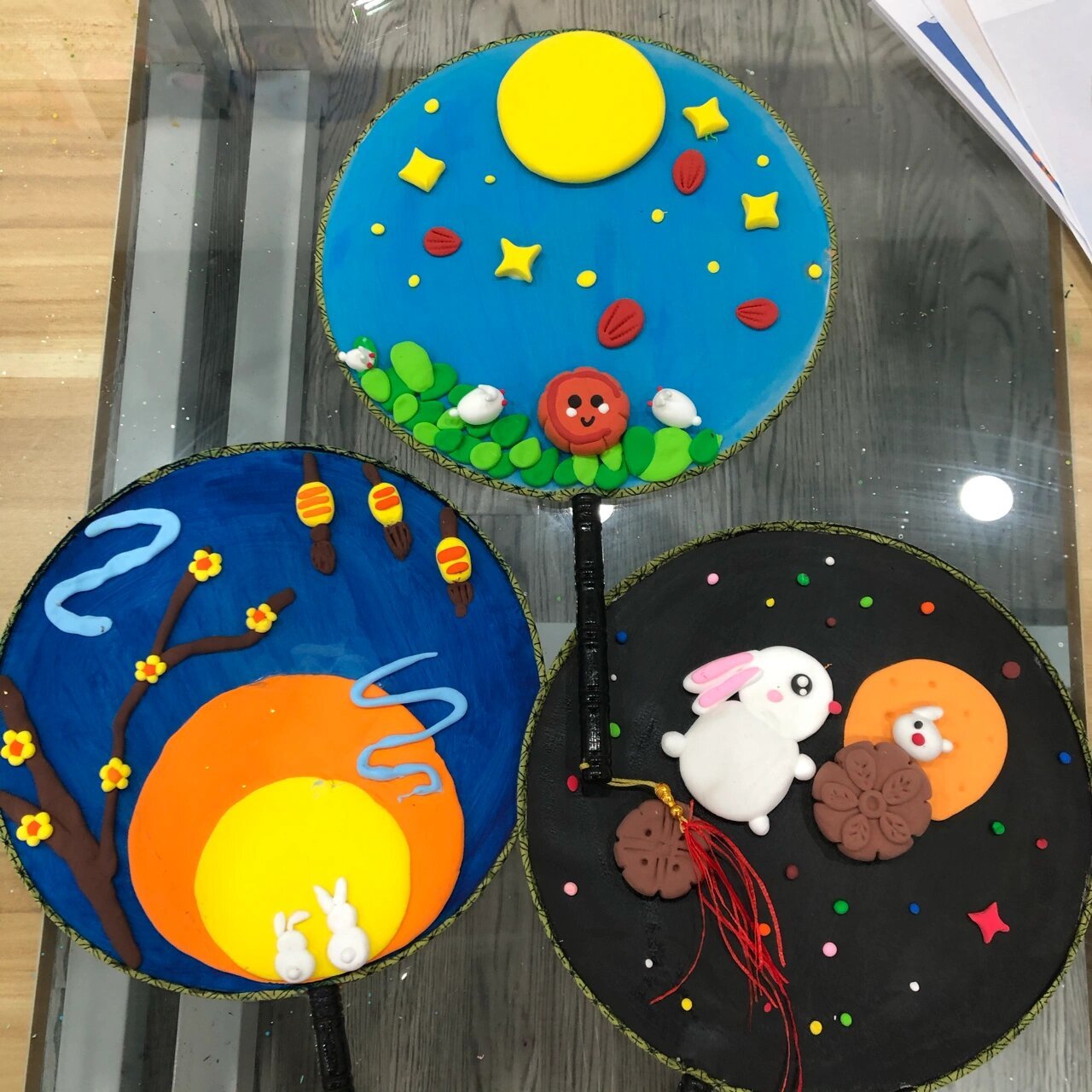 8-10岁创意画-中秋节主题手工粘土画