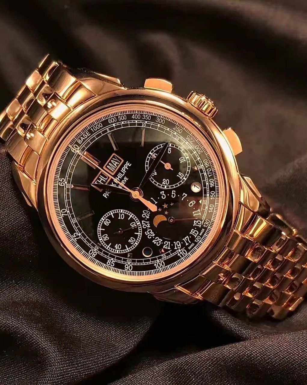 百达翡丽5270玫瑰金万年历腕表 百达翡丽 5270/1r-001 超复杂机芯456