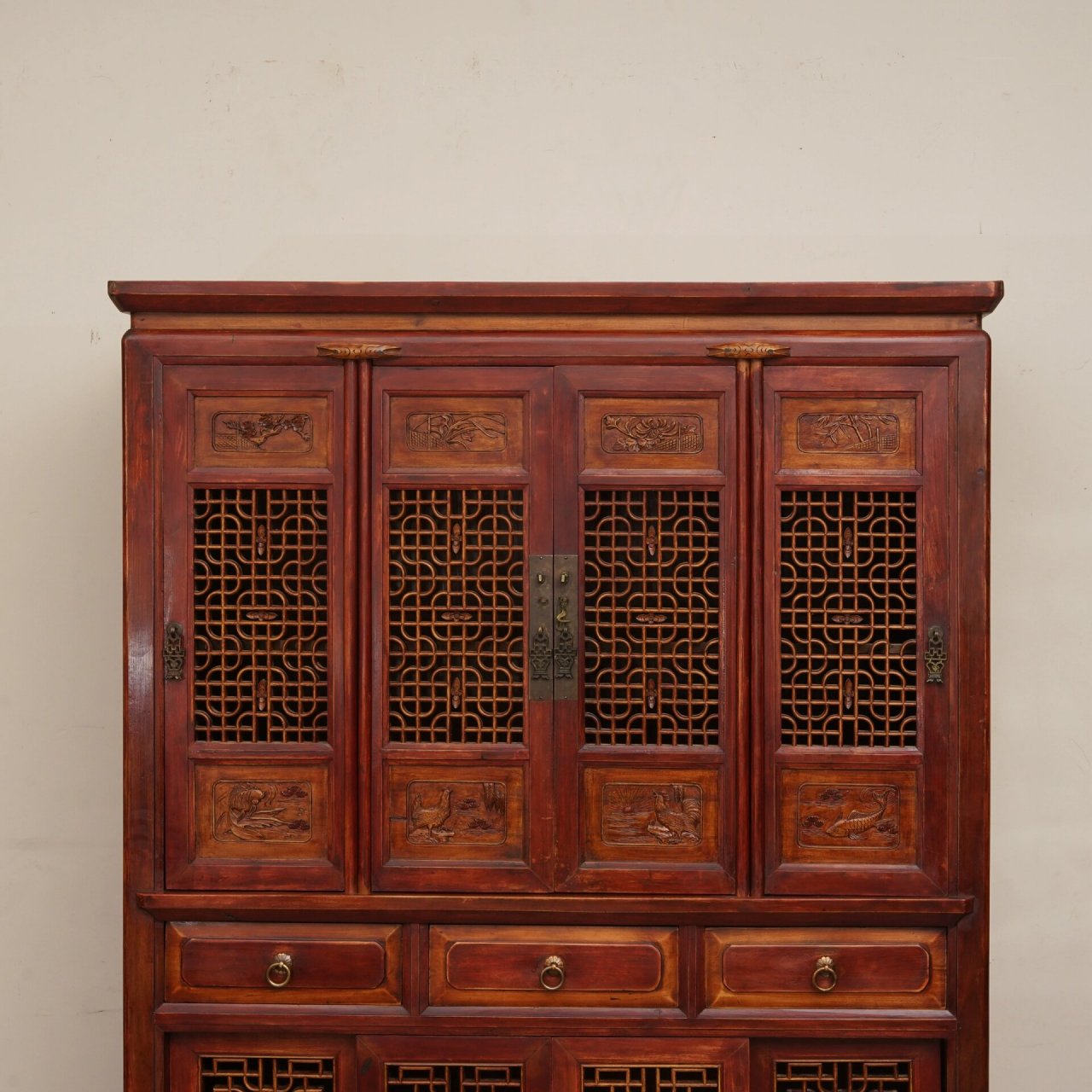 晚清楸木老茶柜老碗柜老橱柜古董老家具收藏 清晚期的老老橱柜 雕工