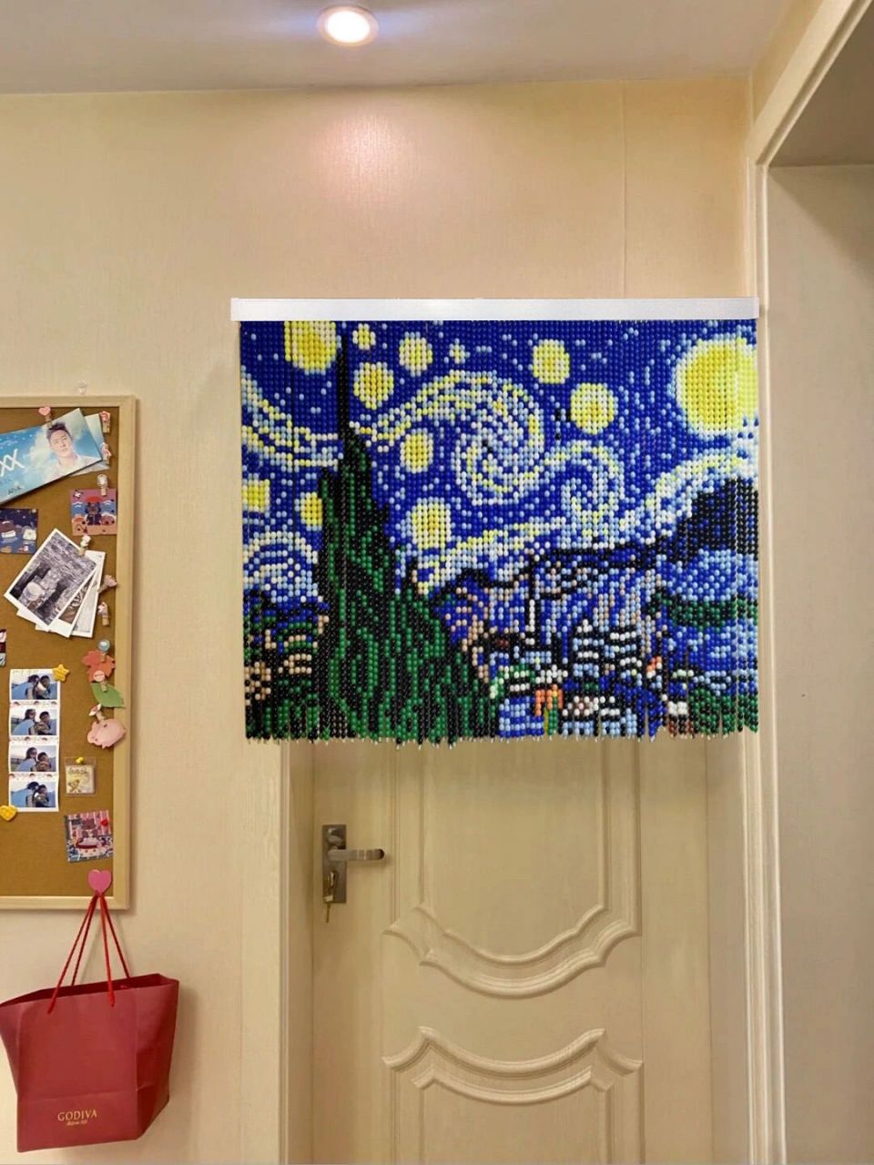 串珠门帘 梵高 星月夜 生日礼物 成品珠帘 梵高 星月夜 生日礼物