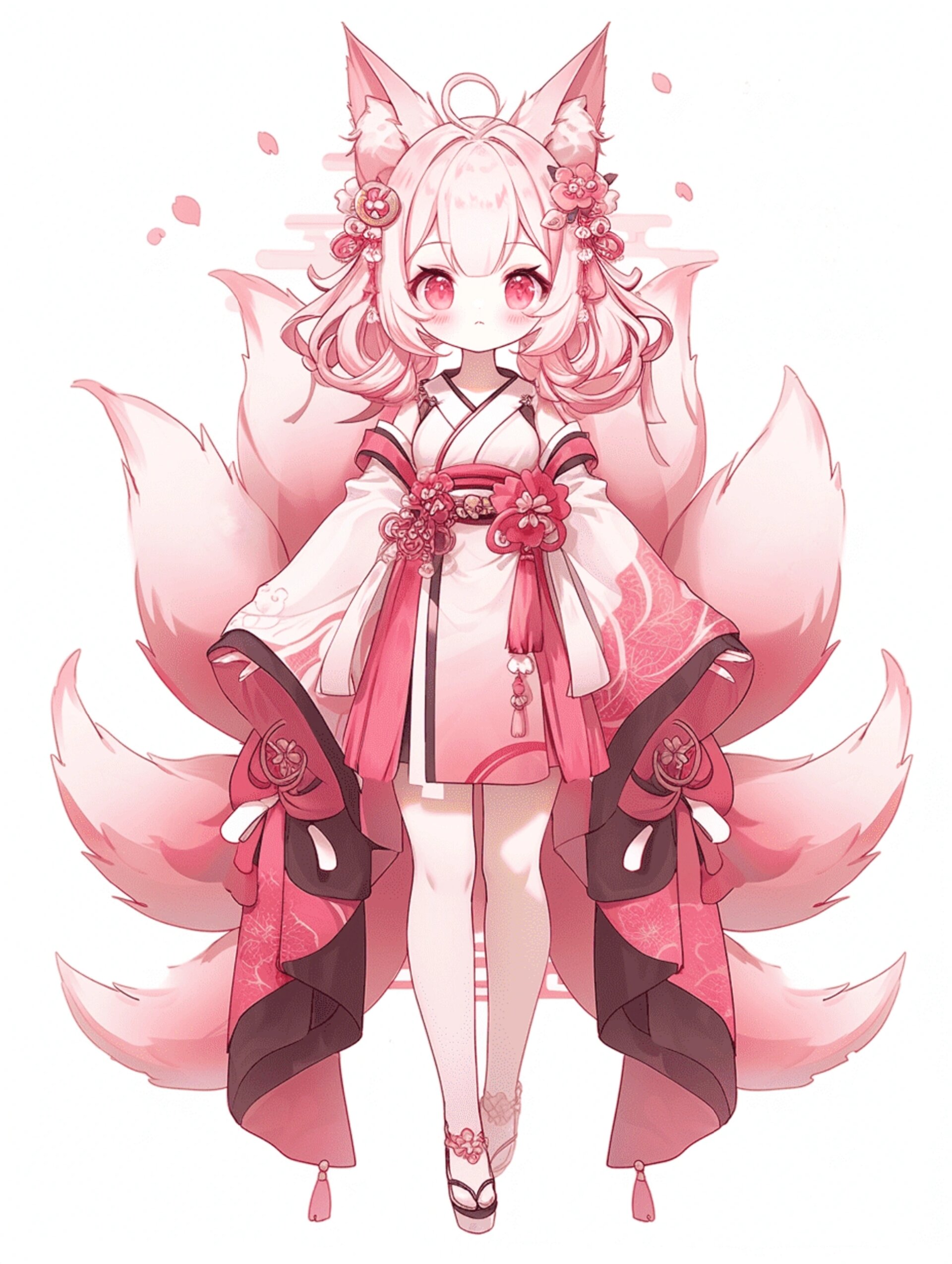 粉色九尾狐古风壁纸