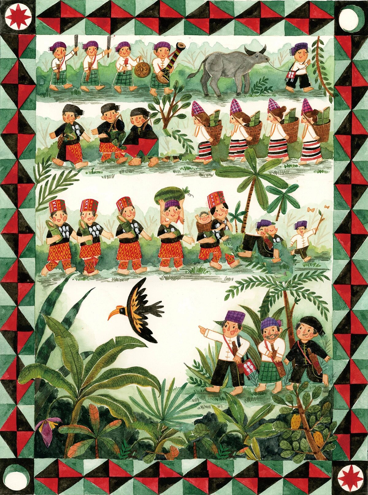 ♥️景颇族主题插画创作《目瑙纵歌》