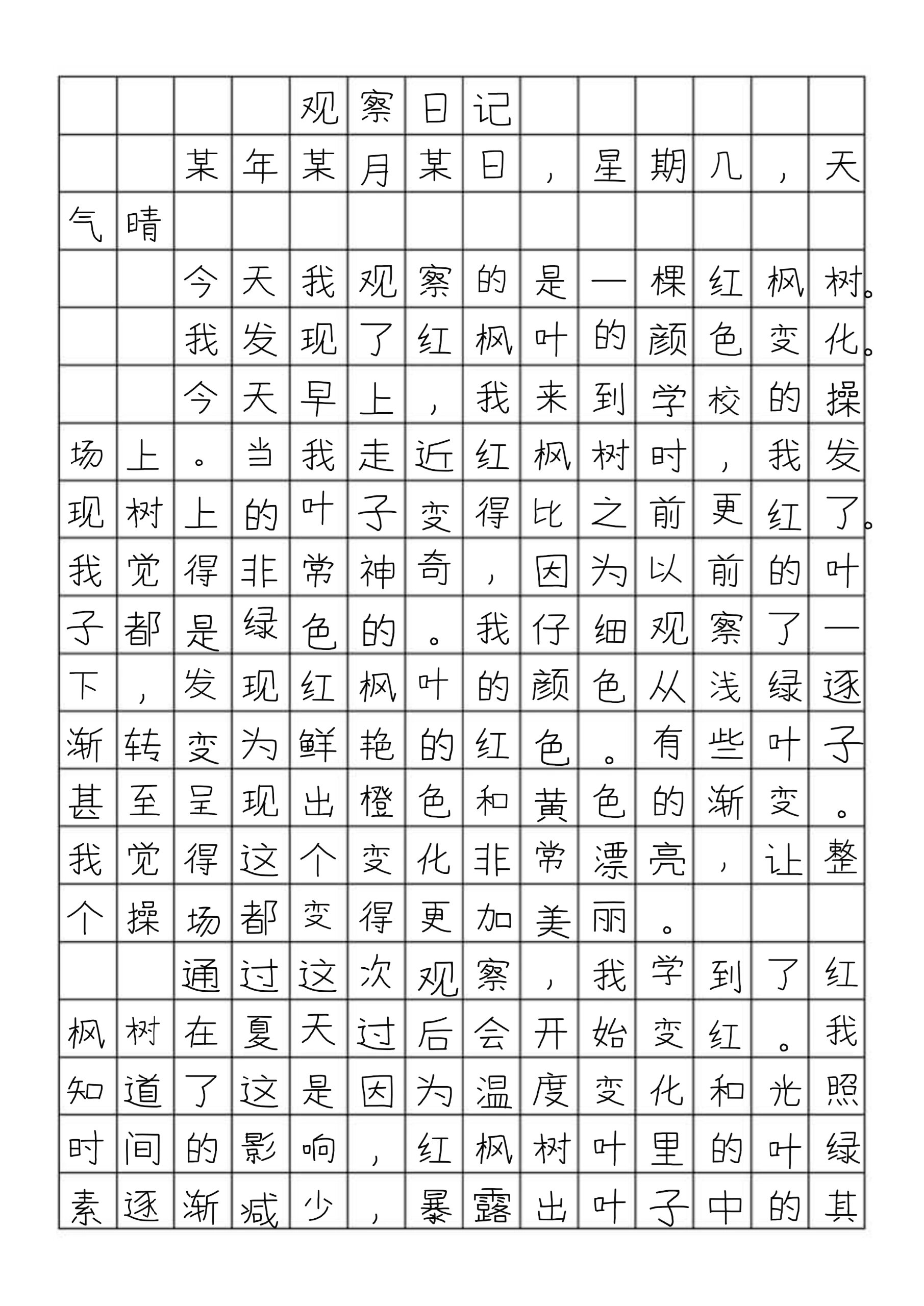 一次观察日记(一次观察日记的好词好句摘抄)