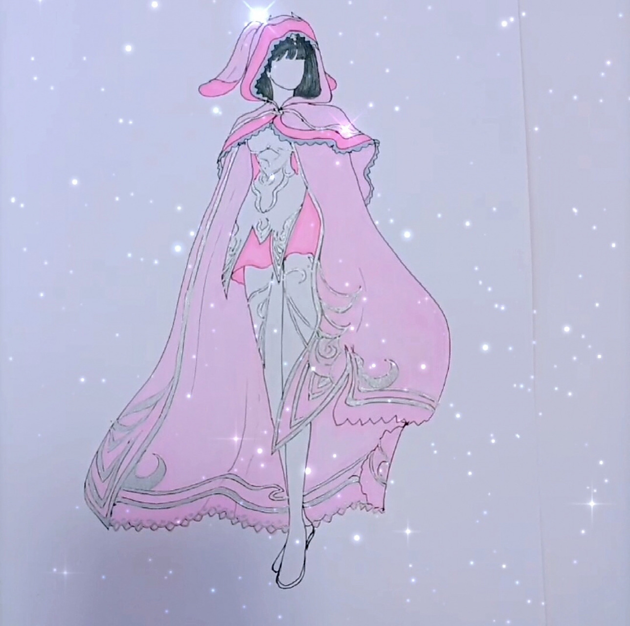 小舞斗篷绘画过程