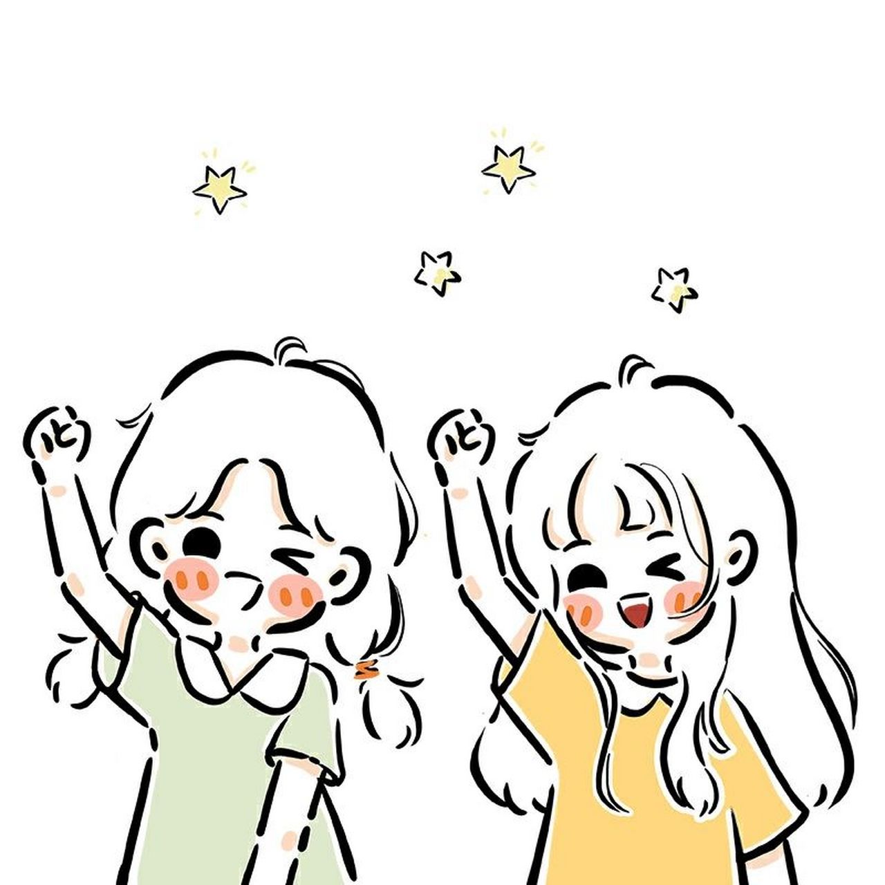 可爱简笔画少女闺蜜头像97喜欢就收藏吧 简笔画耐看喜欢就收藏吧