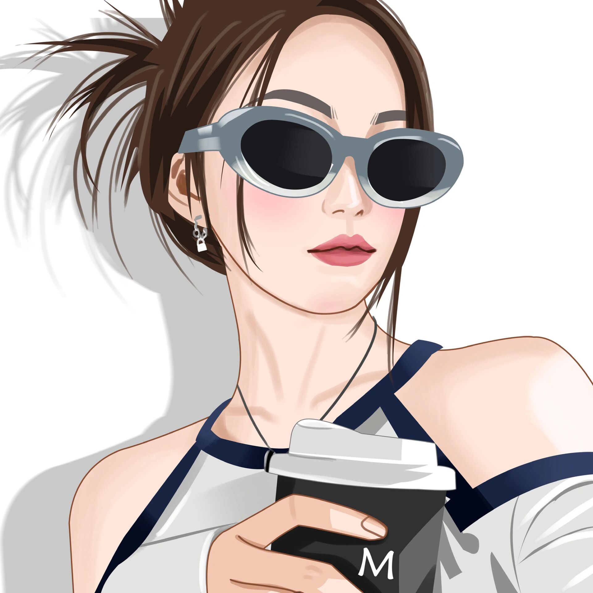 女生手拿咖啡头像合集