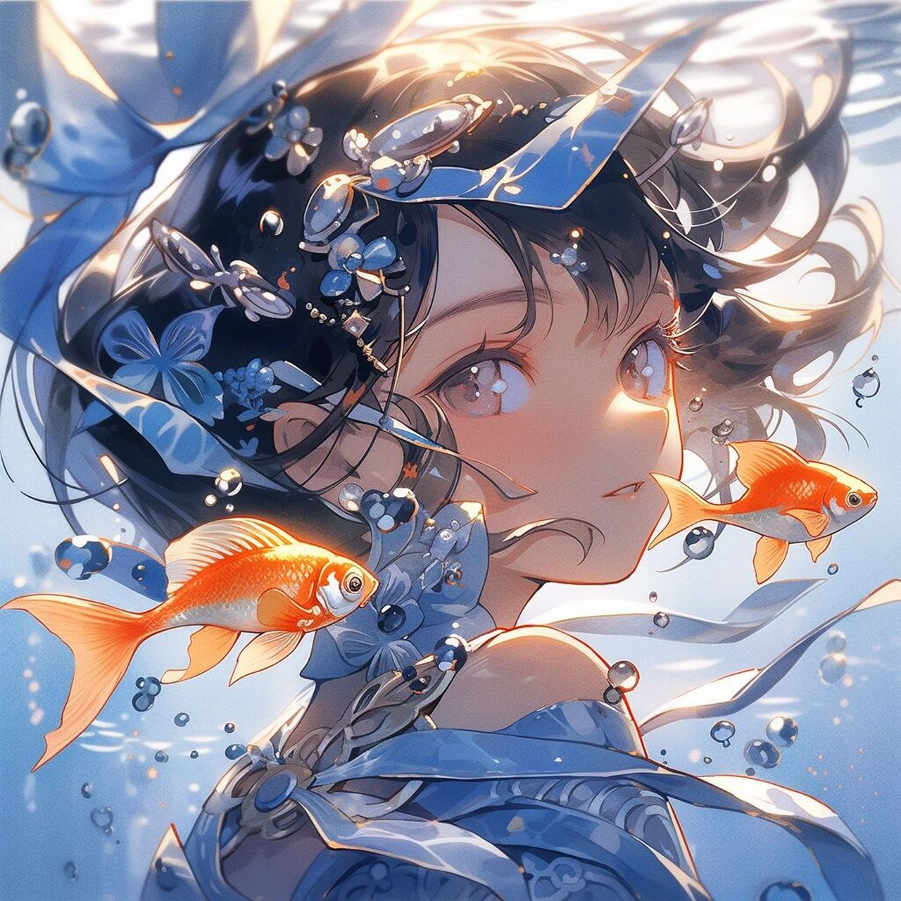 midjourney | 十二星座-双鱼女孩星座头像 咒语如下「喜欢的点下赞和