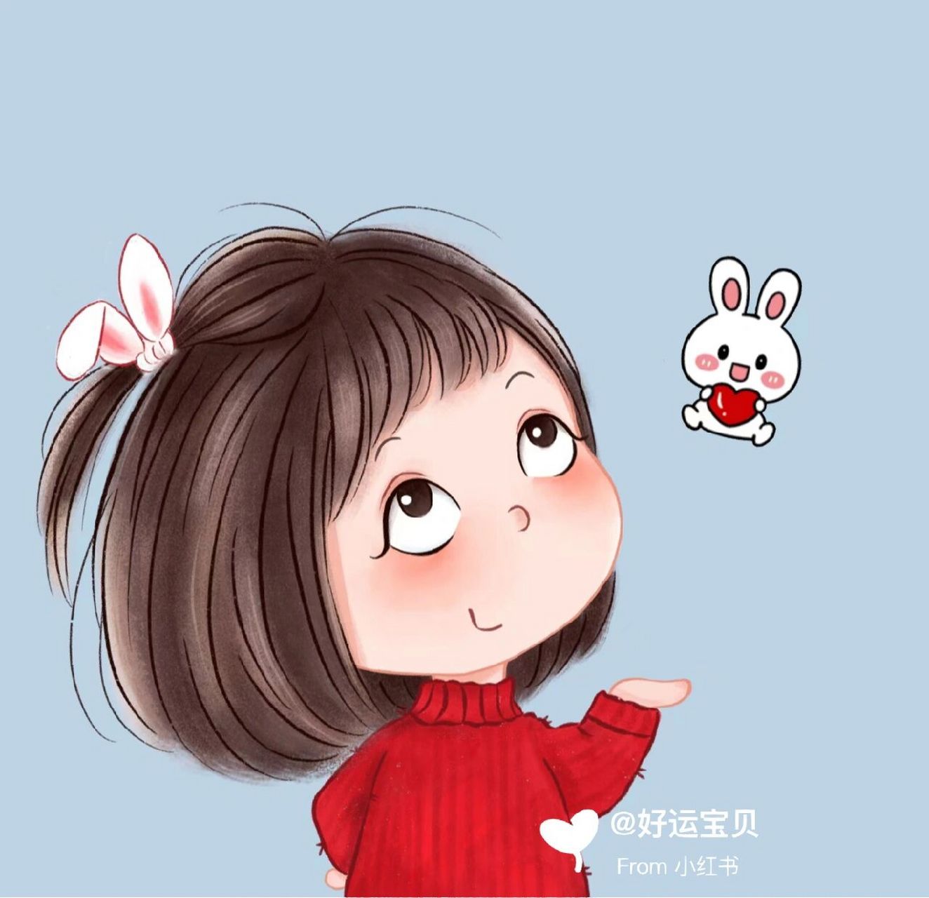 孕妈兔宝宝亲子情侣头像7815准妈妈接兔宝