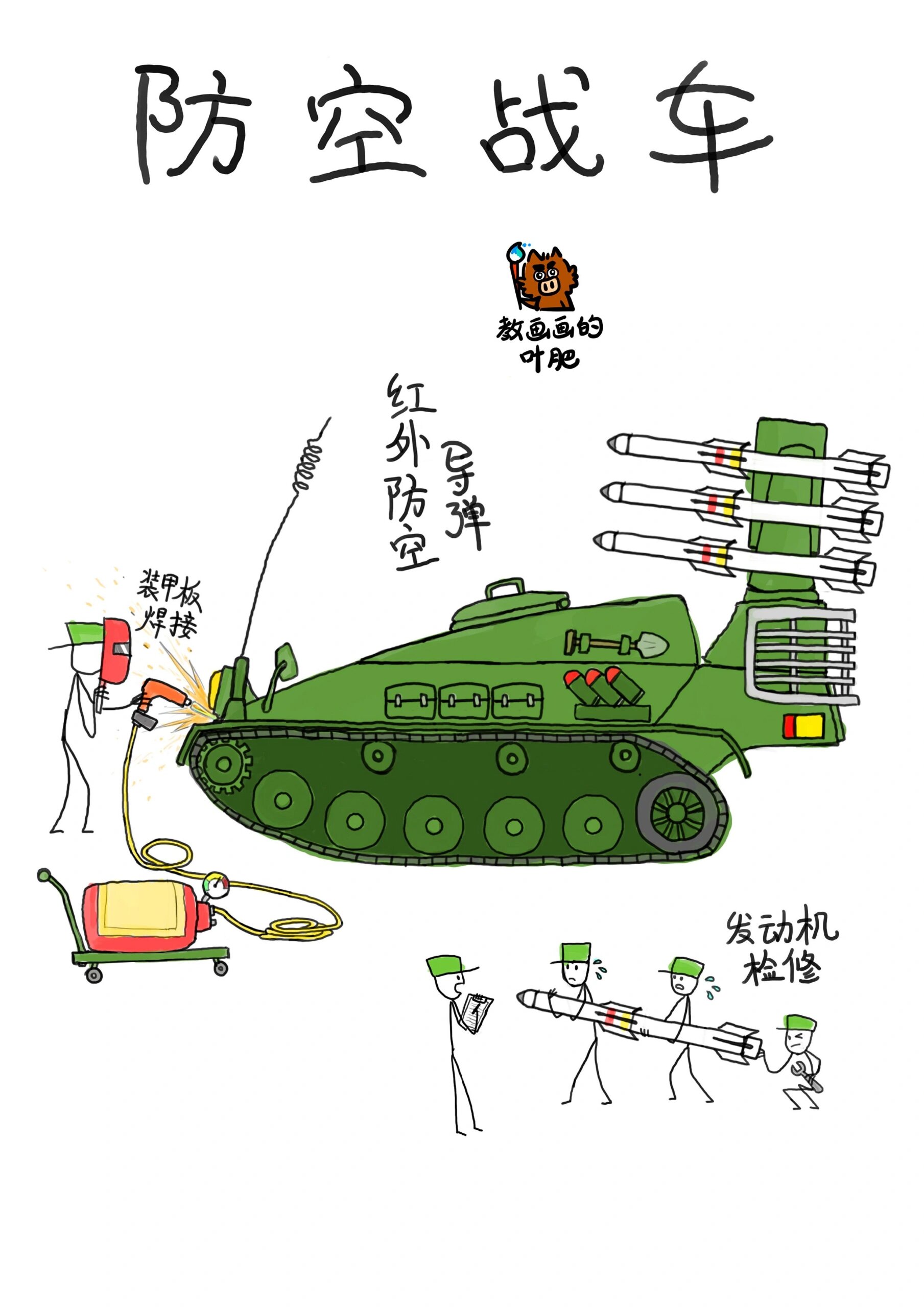 战争军事火柴人简笔画卡通漫画创意儿童画