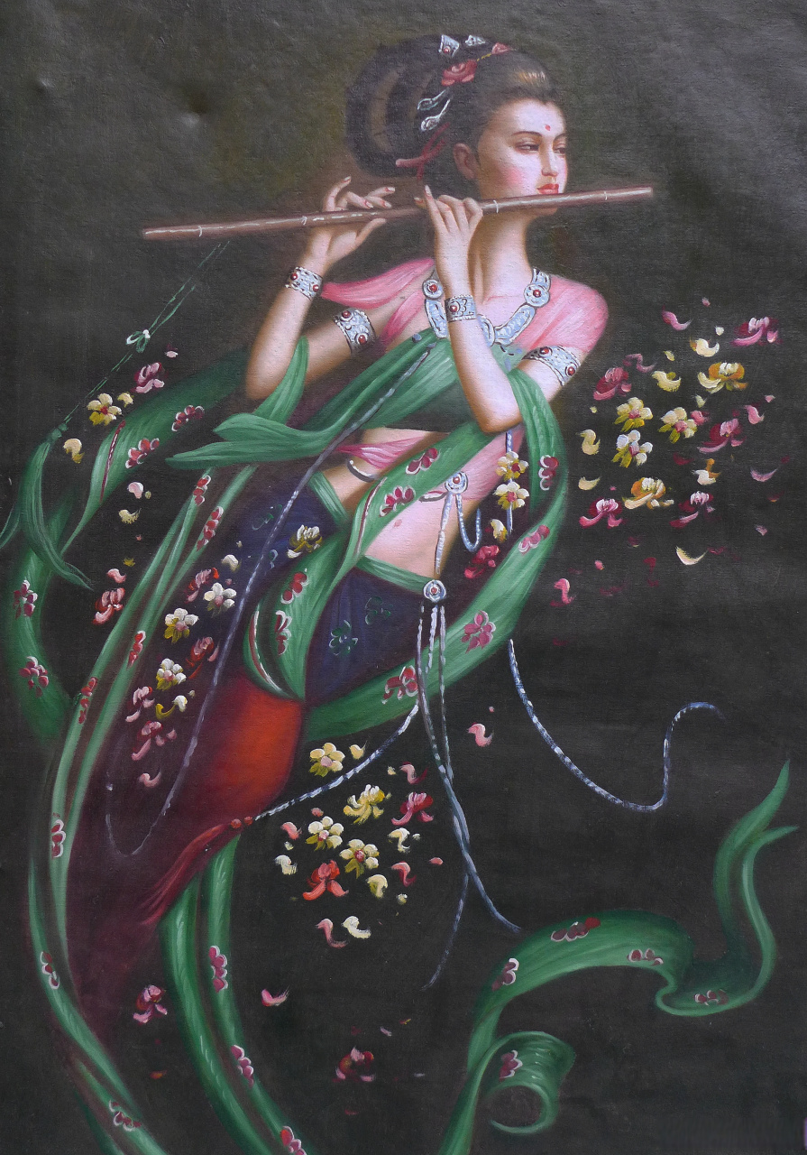 敦煌艺术:飞天.其实,在敦煌石窟,这些画像都是不起眼的存在.