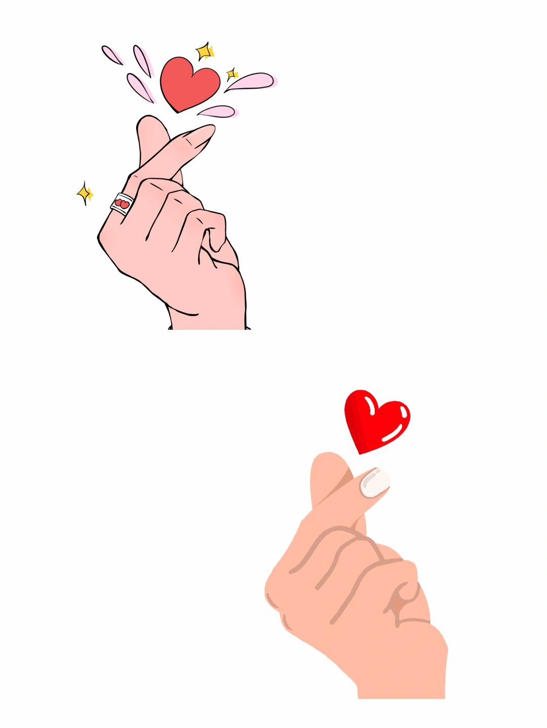 💖💖🙋 🙌🏻发现一组超可爱的手绘手指比心手势,忍不住要