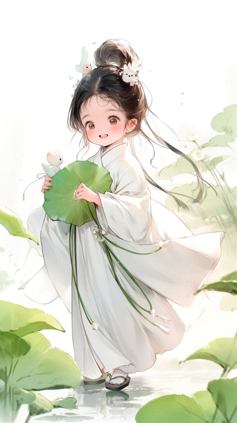 你们要的荷花仙子可爱q版古风漫画壁纸来咯!